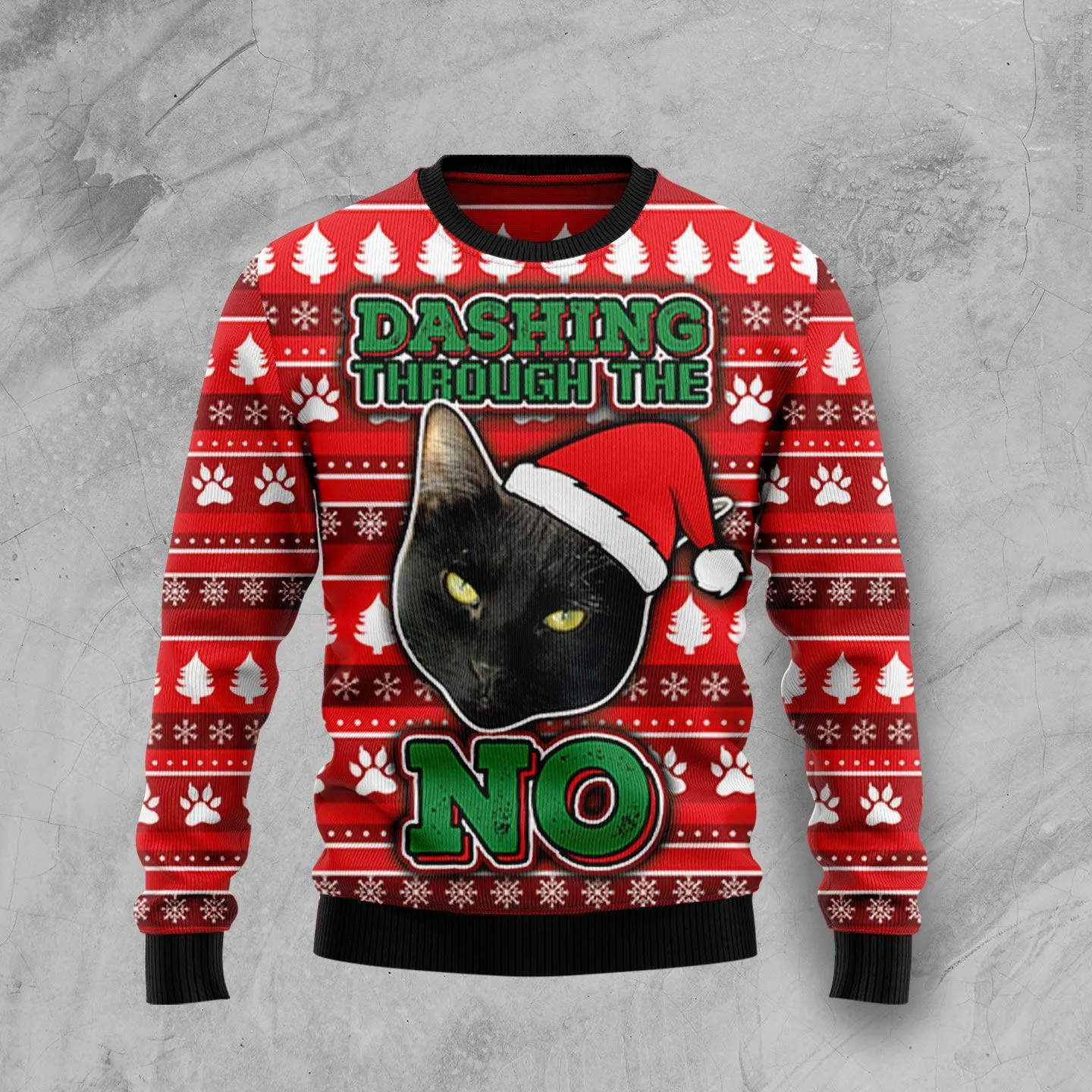 Christmas Ugly Sweater Black Cat Funny Unisex Sweater Gift