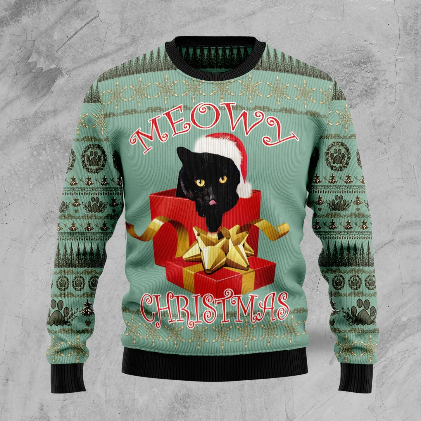 Christmas Ugly Sweater Black Cat Gift Funny Unisex Sweater Gift
