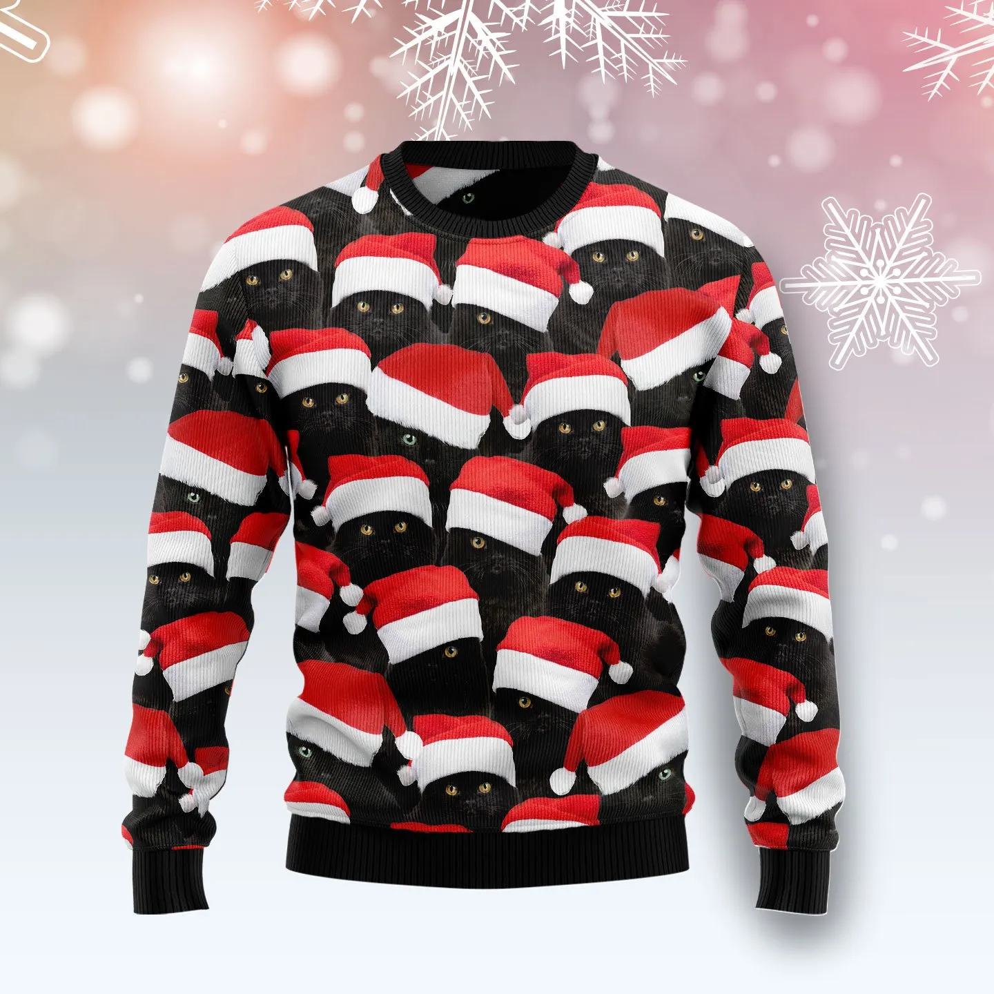 Christmas Ugly Sweater Black Cat Group Funny Unisex Sweater Gift