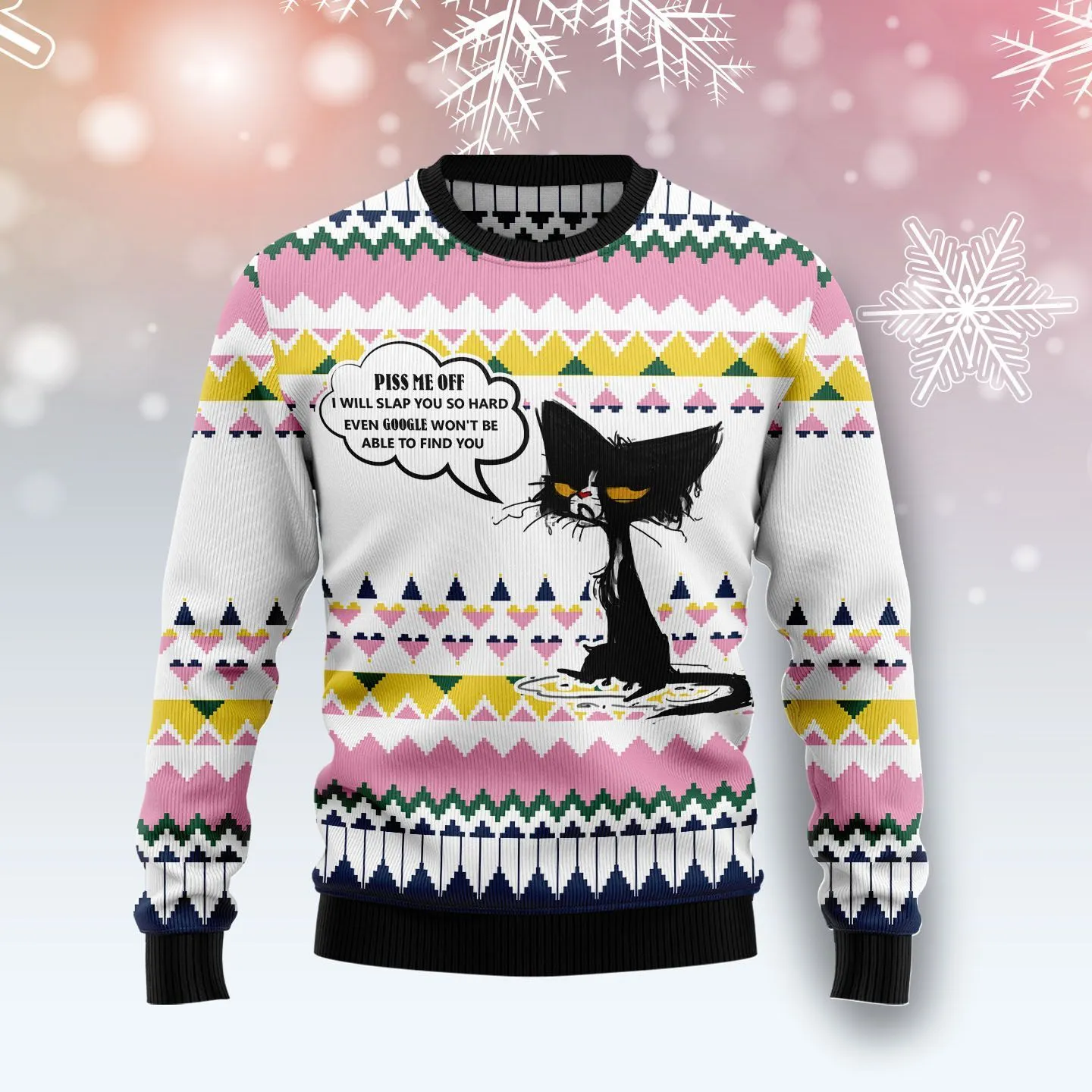 Christmas Ugly Sweater Black Cat Piss Me Off Funny Unisex Sweater Gift