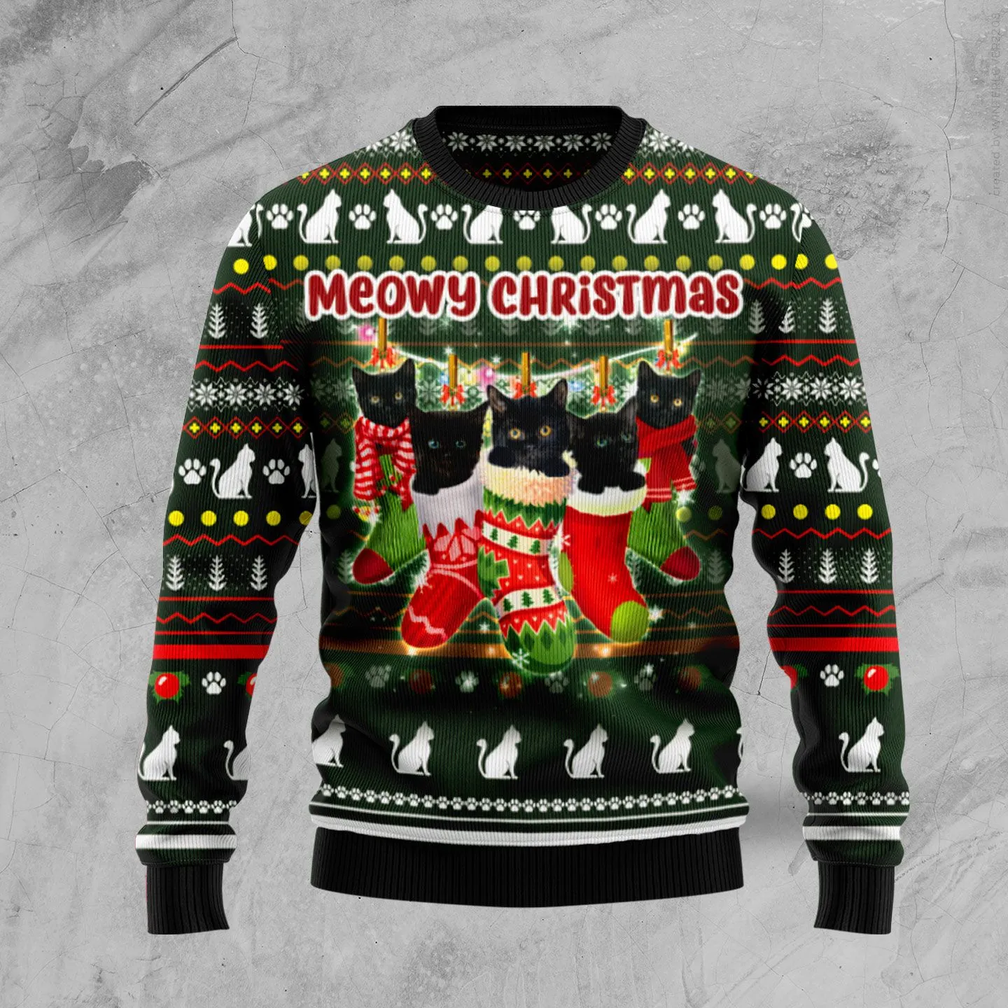 Christmas Ugly Sweater Black Cat Socks Funny Unisex Sweater Gift