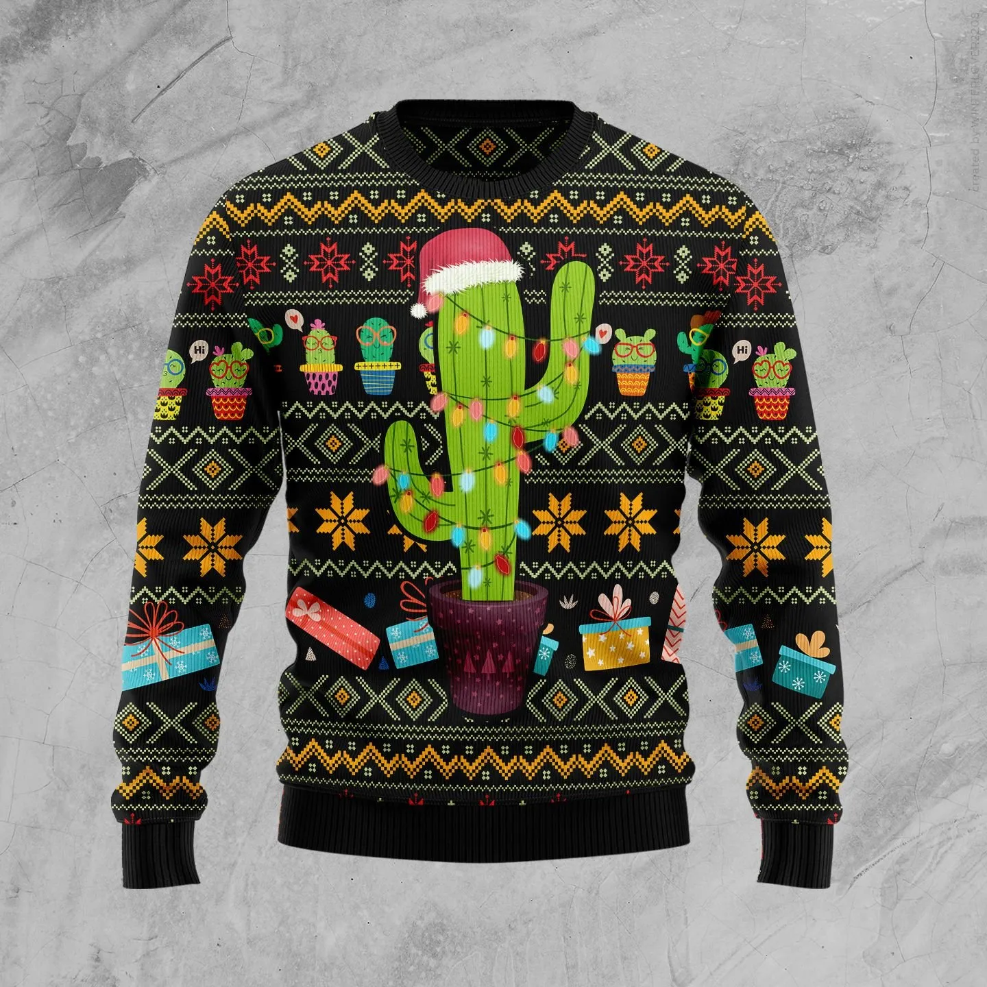 Christmas Ugly Sweater Cactus Xmas Funny Unisex Sweater Gift