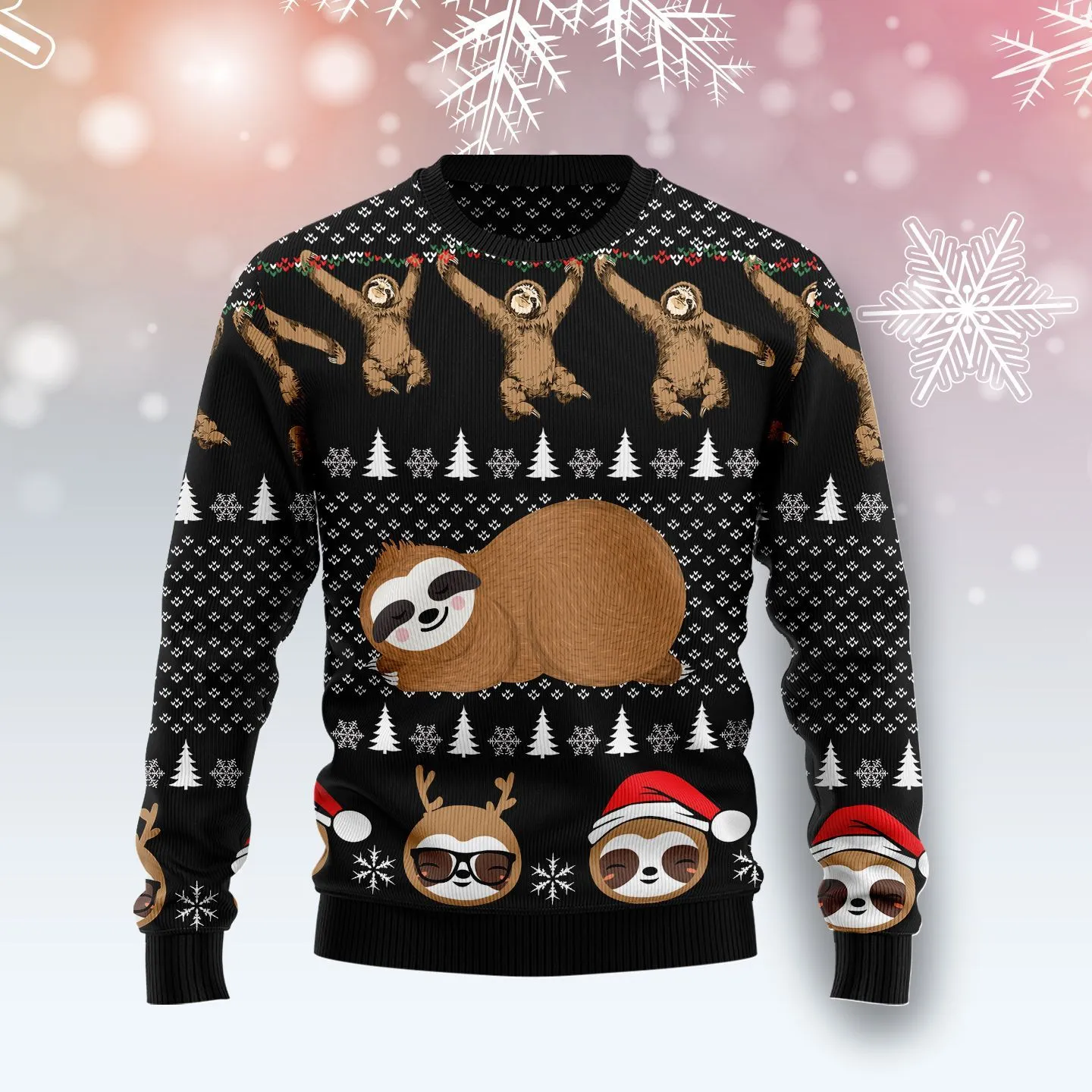 Christmas Ugly Sweater Crazy Sloth Funny Unisex Sweater Gift