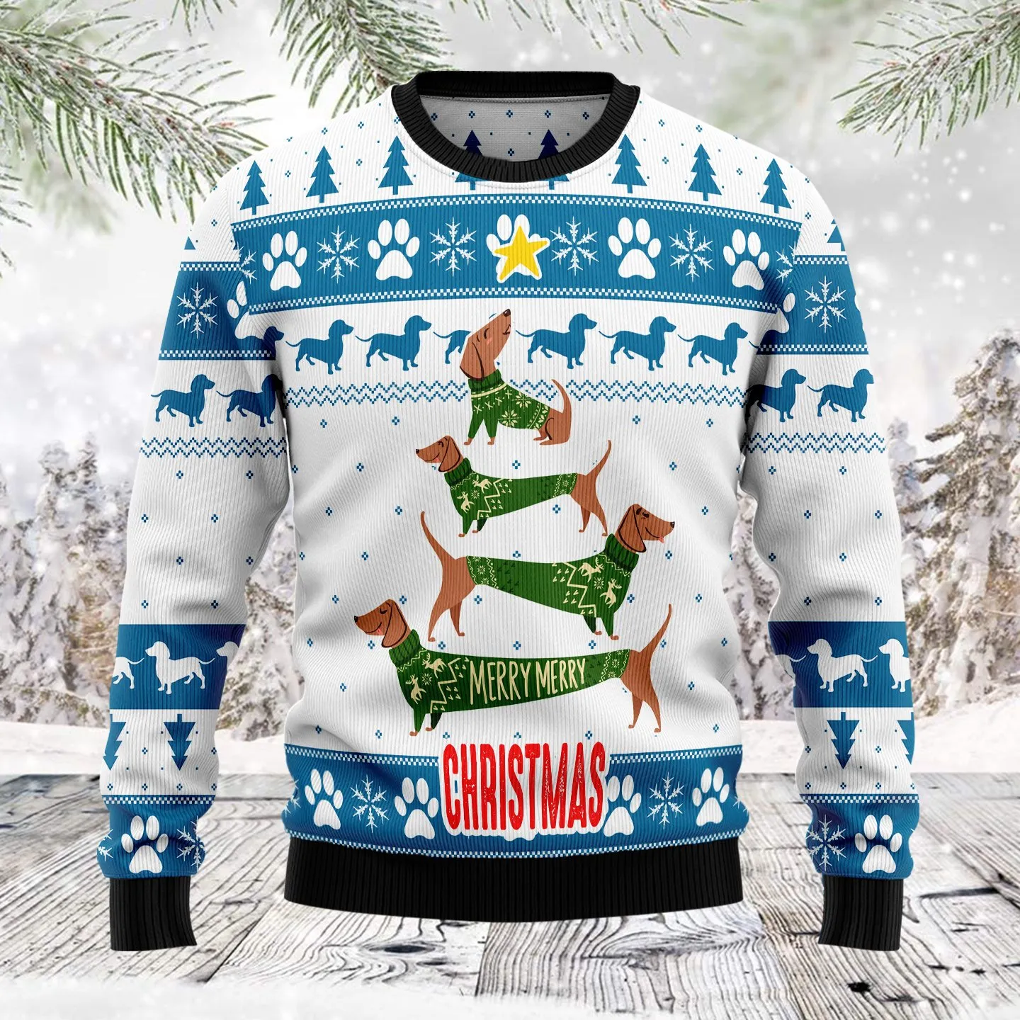 Christmas Ugly Sweater Cute Dachshund Funny Unisex Sweater Gift
