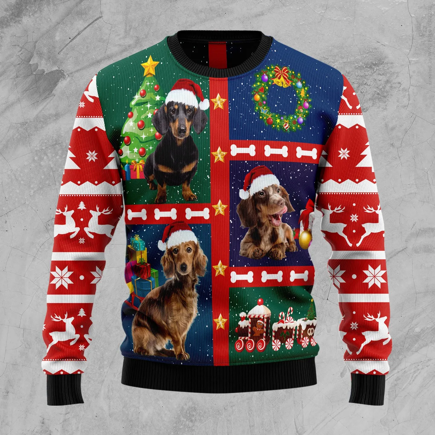 Christmas Ugly Sweater Cute Dachshund Funny Unisex Sweater Gift
