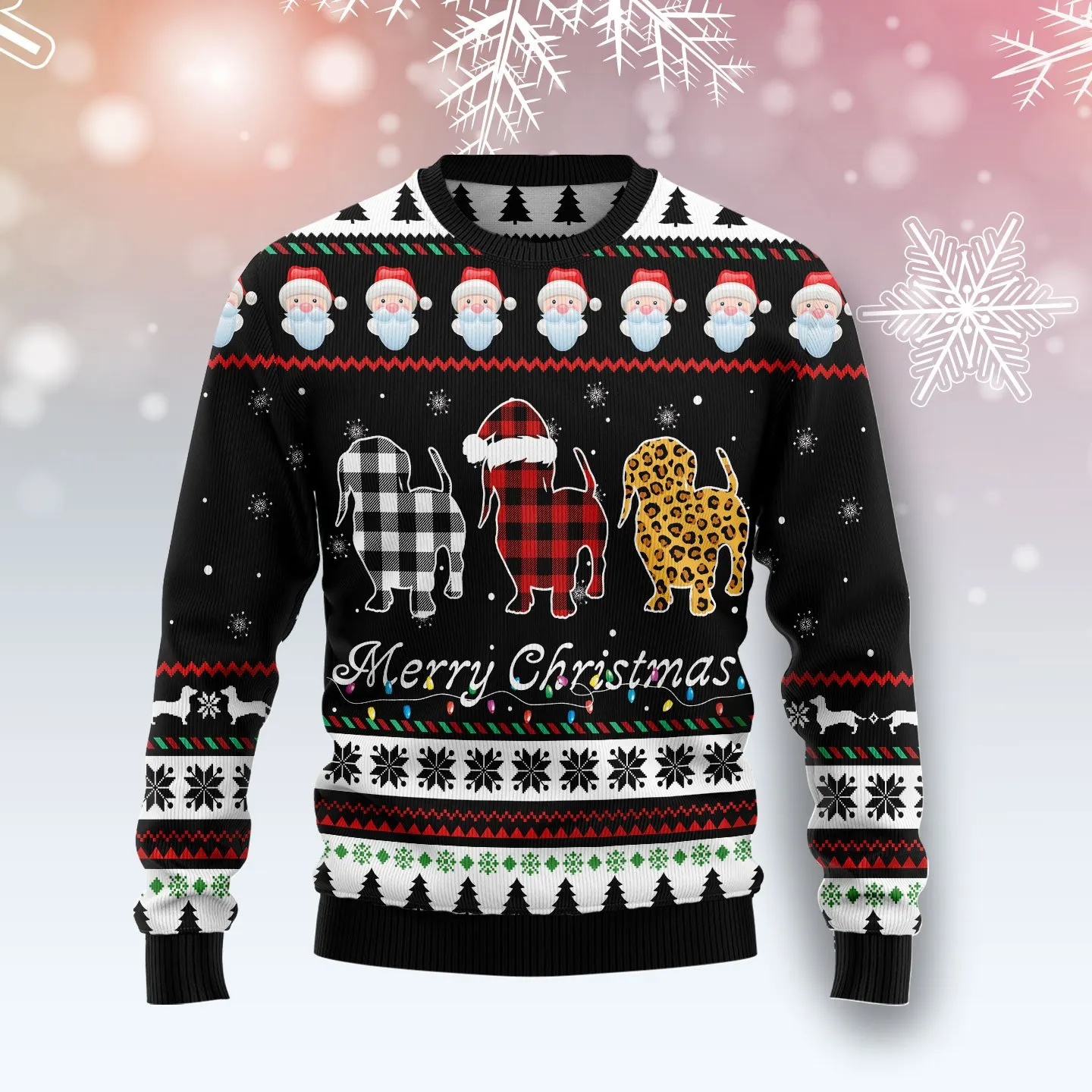 Christmas Ugly Sweater Dachshund Xmas Pattern Funny Unisex Sweater Gift