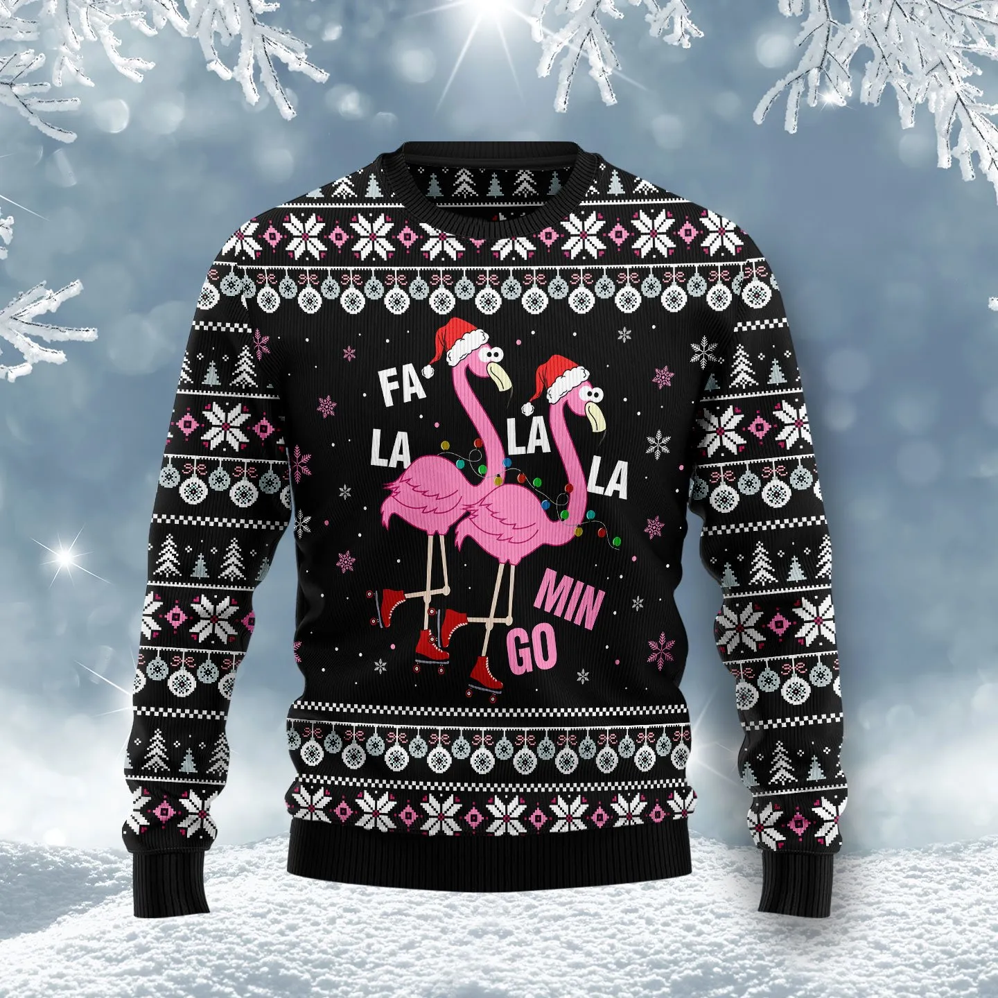 Christmas Ugly Sweater Fla La La Lamingo Cute Flamingo Funny Unisex Sweater Gift