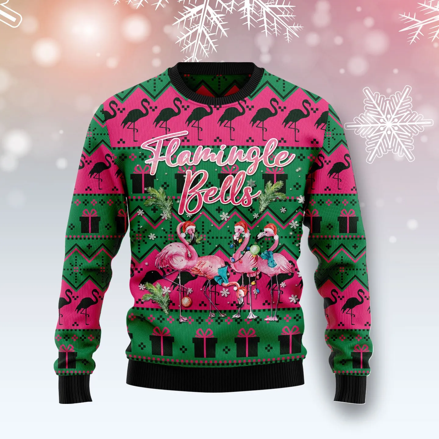 Christmas Ugly Sweater Flamingle Bells Flamingo Funny Unisex Sweater Gift