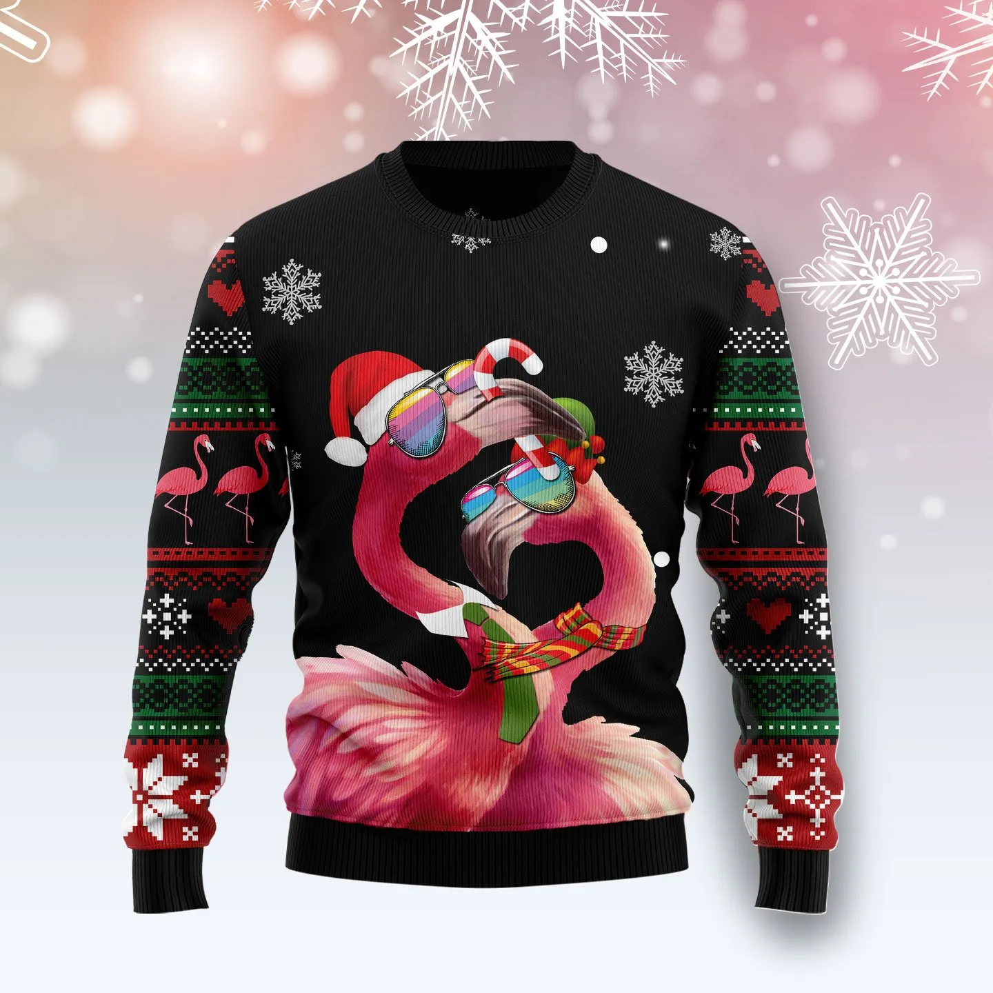 Christmas Ugly Sweater Flamingo Couple Funny Unisex Sweater Gift