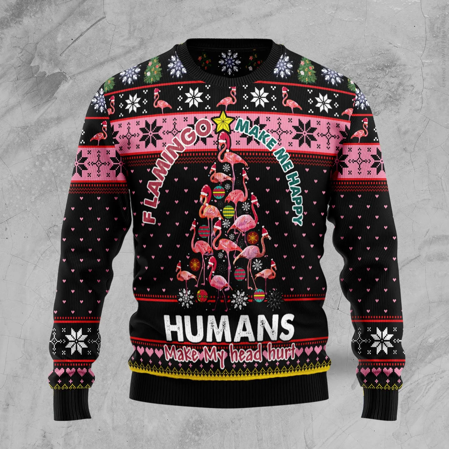 Christmas Ugly Sweater Flamingo Make Me Happy Funny Unisex Sweater Gift