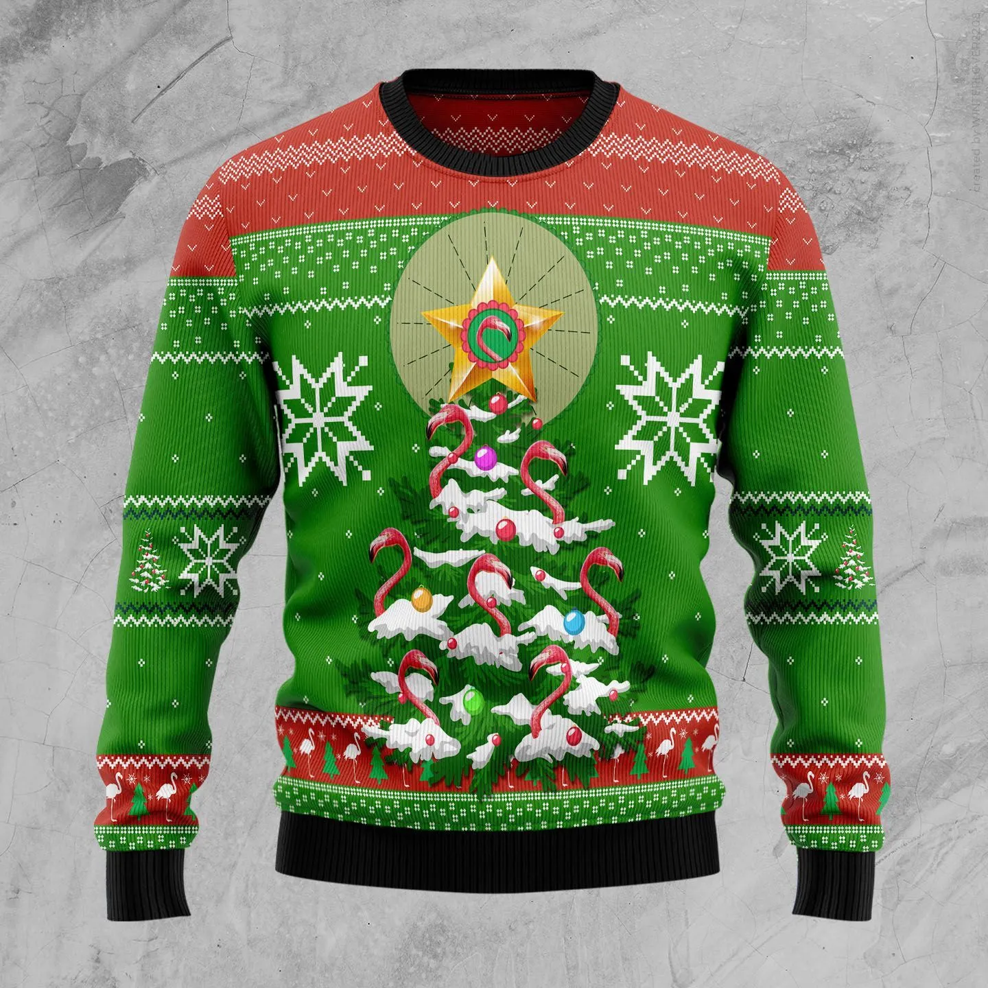 Christmas Ugly Sweater Flamingo Pine Tree Funny Unisex Sweater Gift