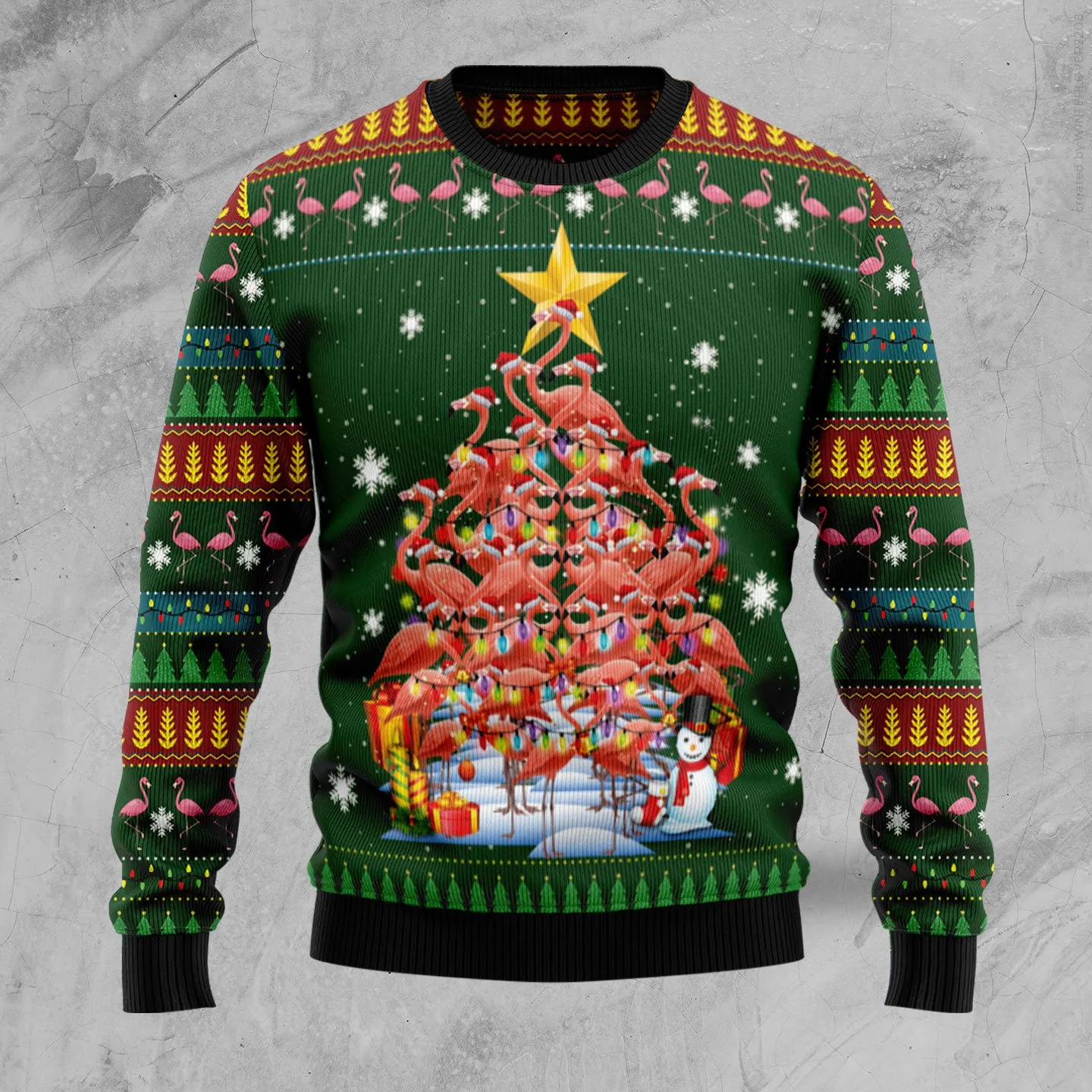 Christmas Ugly Sweater Flamingo Tree Funny Unisex Sweater Gift