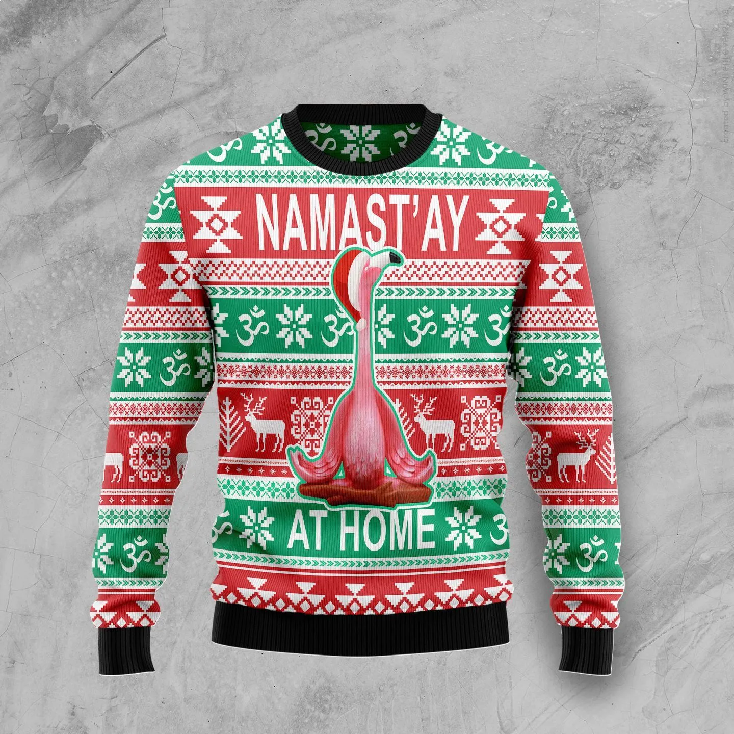 Christmas Ugly Sweater Flamingo Yoga Christmas Funny Unisex Sweater Gift