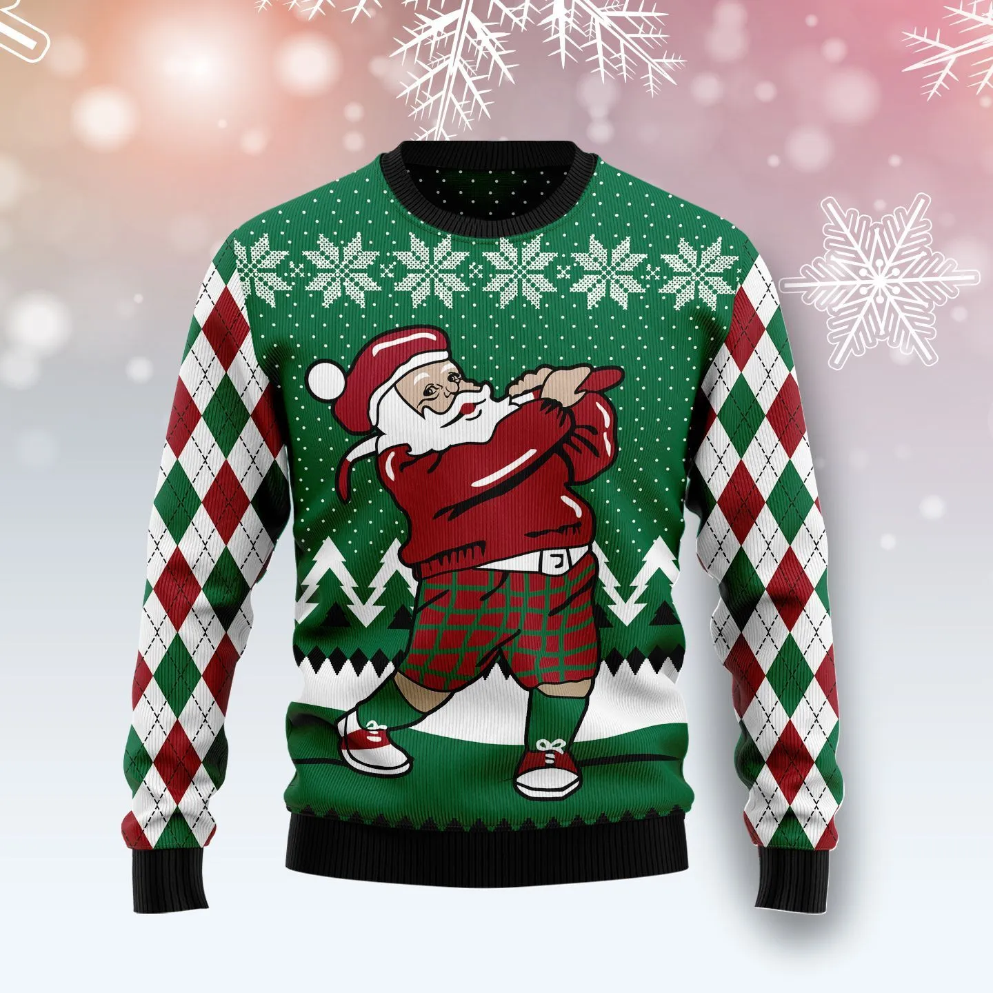 Christmas Ugly Sweater Golfer Santa Funny Unisex Sweater Gift