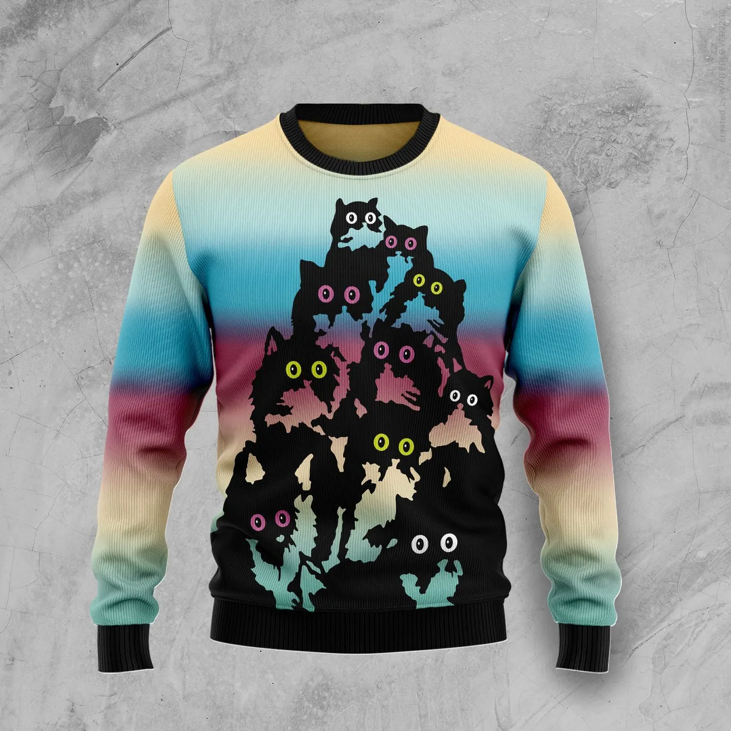 Christmas Ugly Sweater Lovely Black Cat Funny Unisex Sweater Gift