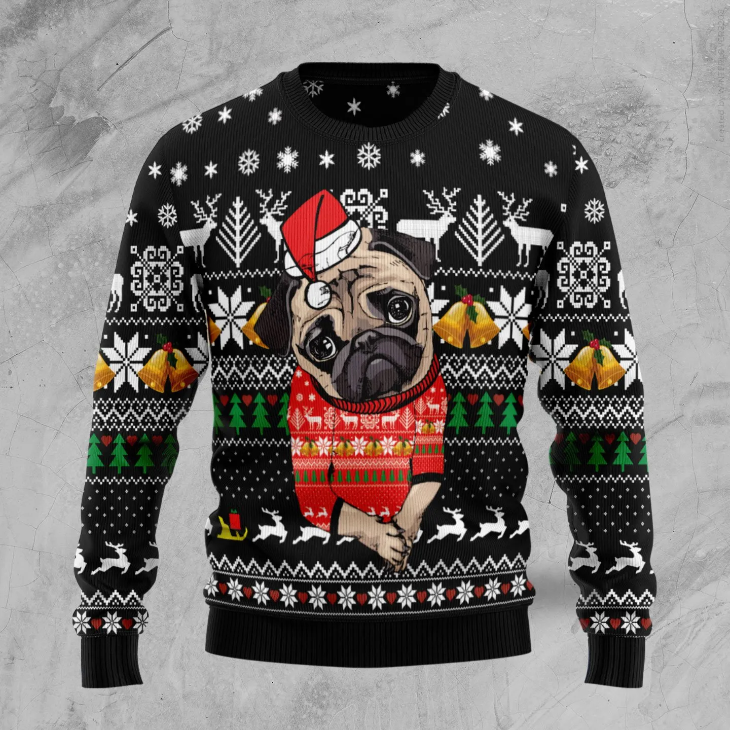 Christmas Ugly Sweater Lovely Pug Funny Unisex Sweater Gift