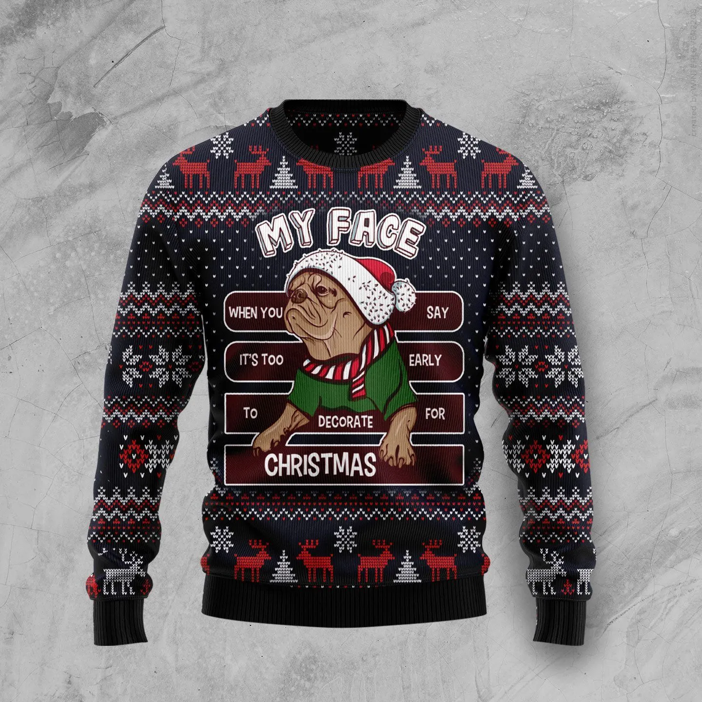 Christmas Ugly Sweater My Face Decorate For Christmas Pug Funny Unisex Sweater Gift