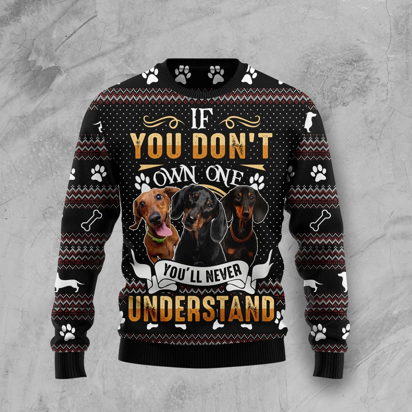 Christmas Ugly Sweater Never Understand Dachshund Funny Unisex Sweater Gift