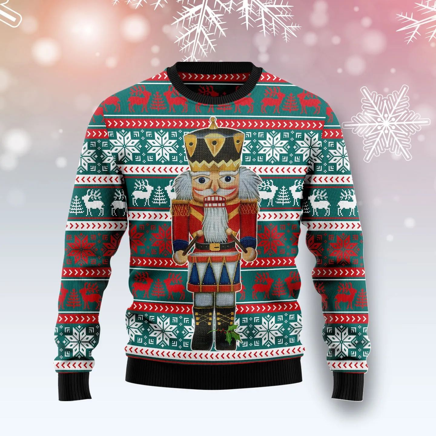 Christmas Ugly Sweater Nutcracker And Drum Funny Unisex Sweater Gift