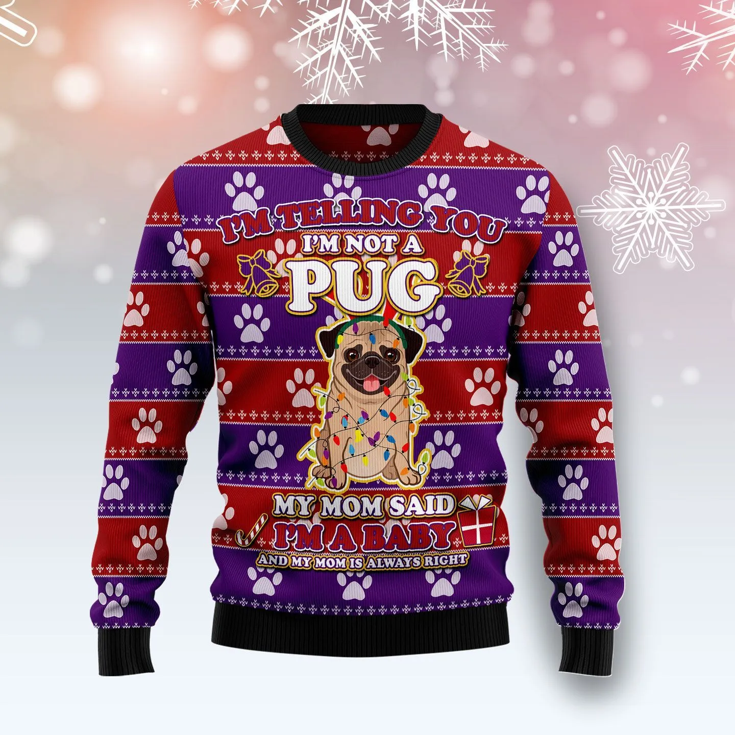 Christmas Ugly Sweater Pug Baby Funny Unisex Sweater Gift