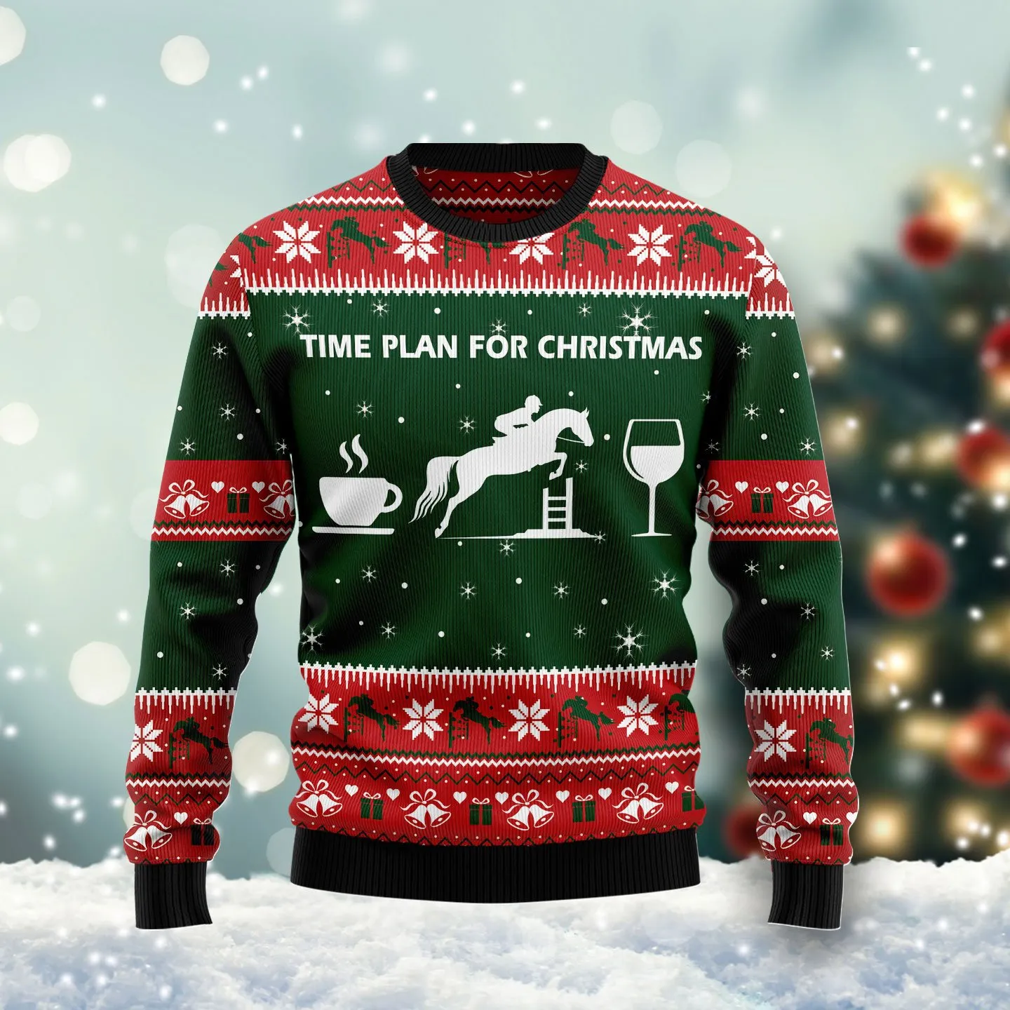 Christmas Ugly Sweater Show Jumping Horse Funny Unisex Sweater Gift