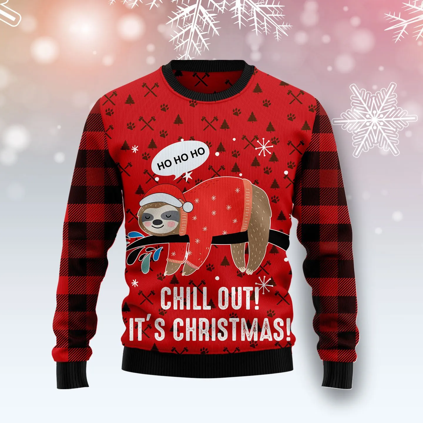 Christmas Ugly Sweater Sloth Chill Out Funny Unisex Sweater Gift