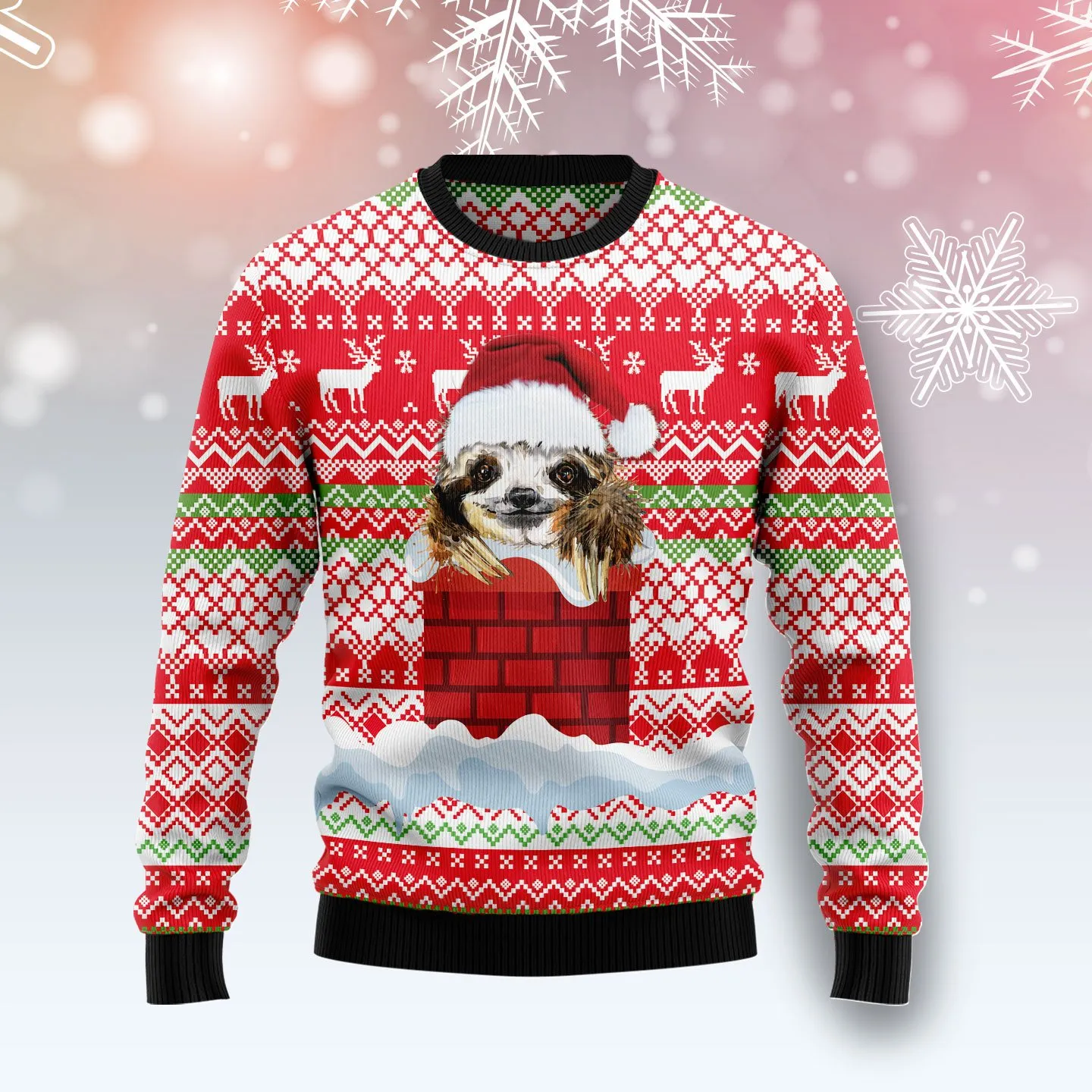 Christmas Ugly Sweater Sloth Chimney Funny Unisex Sweater Gift