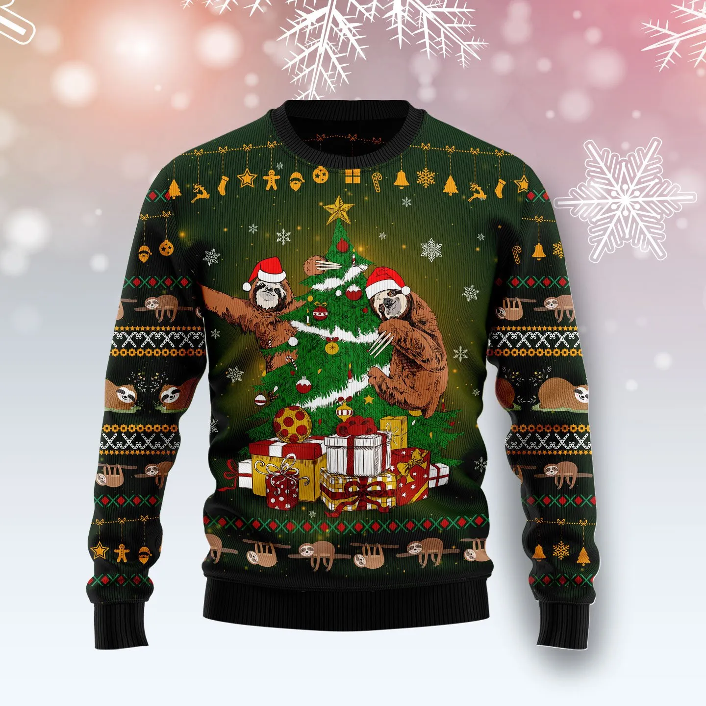 Christmas Ugly Sweater Sloth Christmas Tree Funny Unisex Sweater Gift