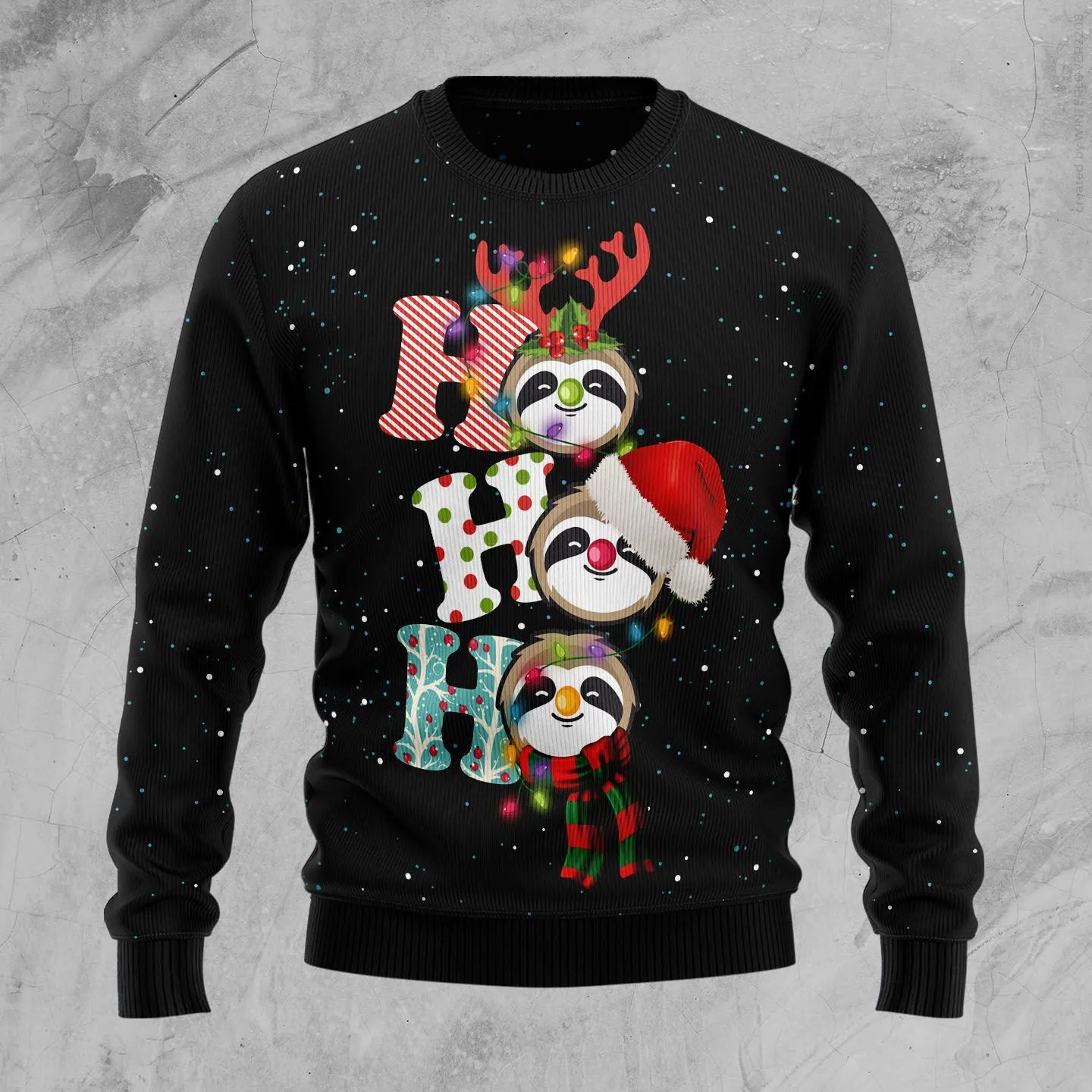 Christmas Ugly Sweater Sloth Ho Ho Ho Funny Unisex Sweater Gift