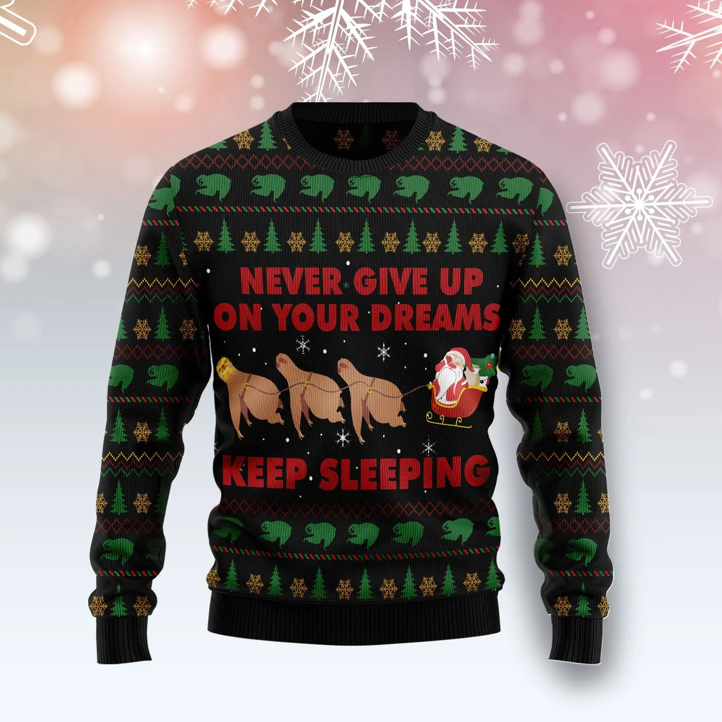 Christmas Ugly Sweater Sloth Keep Sleeping Funny Unisex Sweater Gift