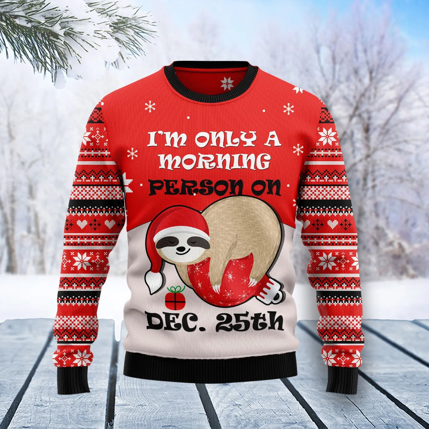 Christmas Ugly Sweater Sloth Morning Funny Unisex Sweater Gift