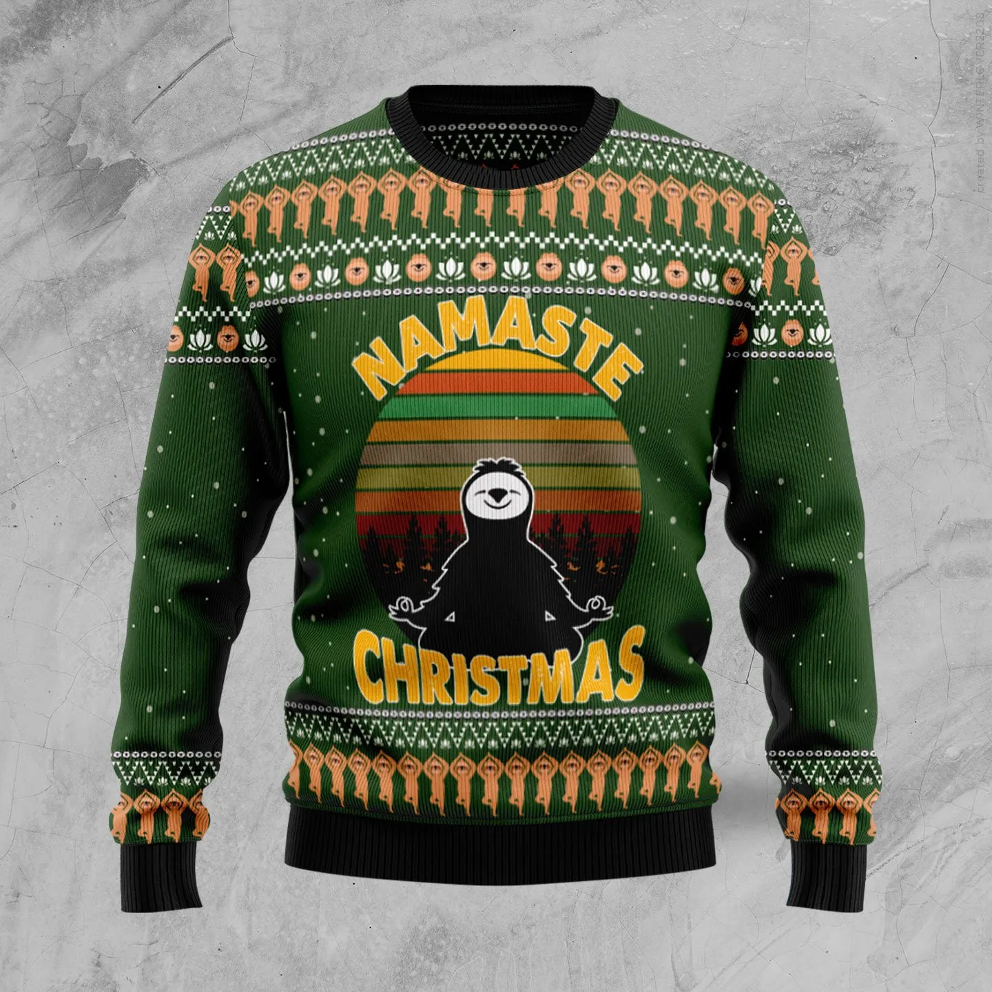 Christmas Ugly Sweater Sloth Namaste Funny Unisex Sweater Gift