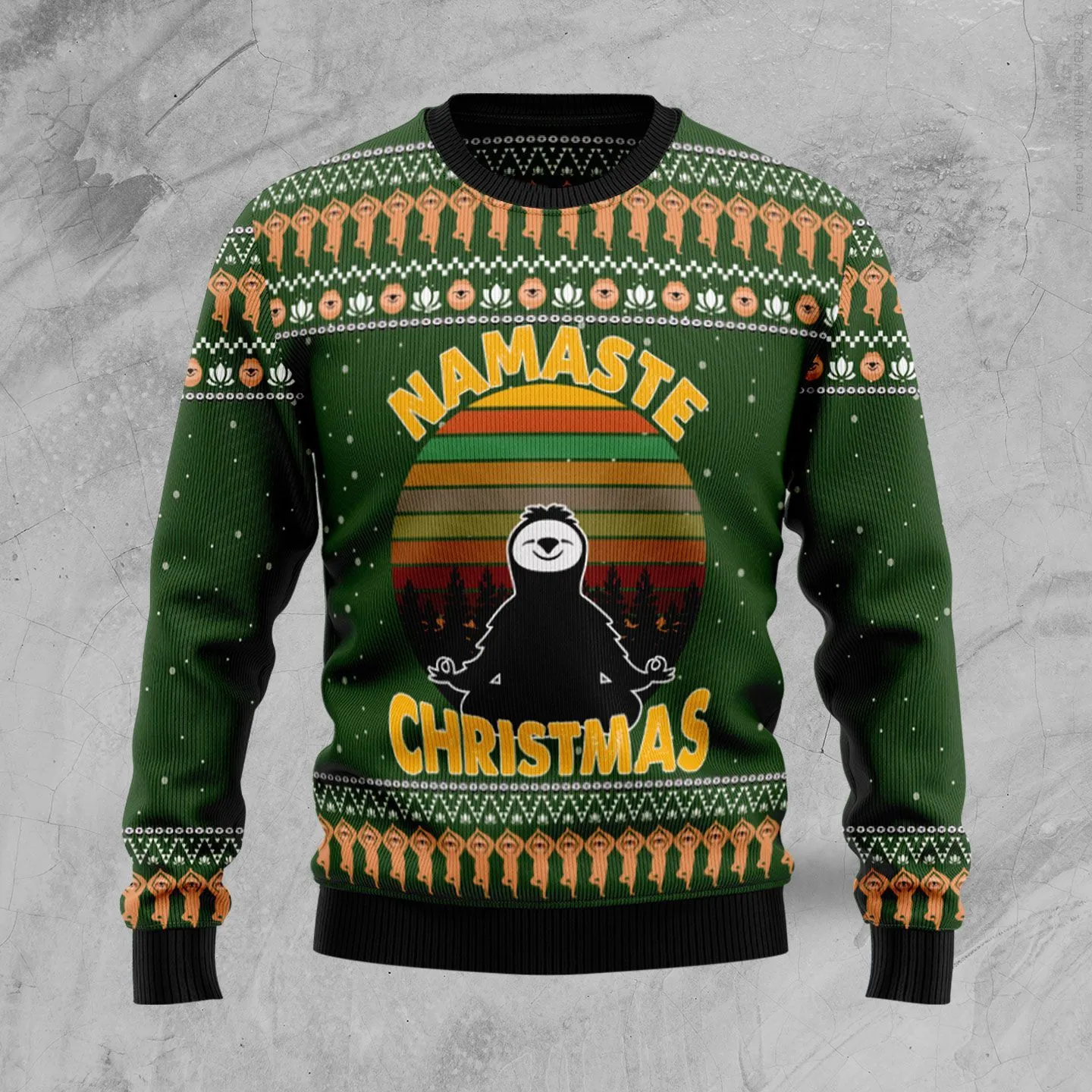 Christmas Ugly Sweater Sloth Namaste Funny Unisex Sweater Gift