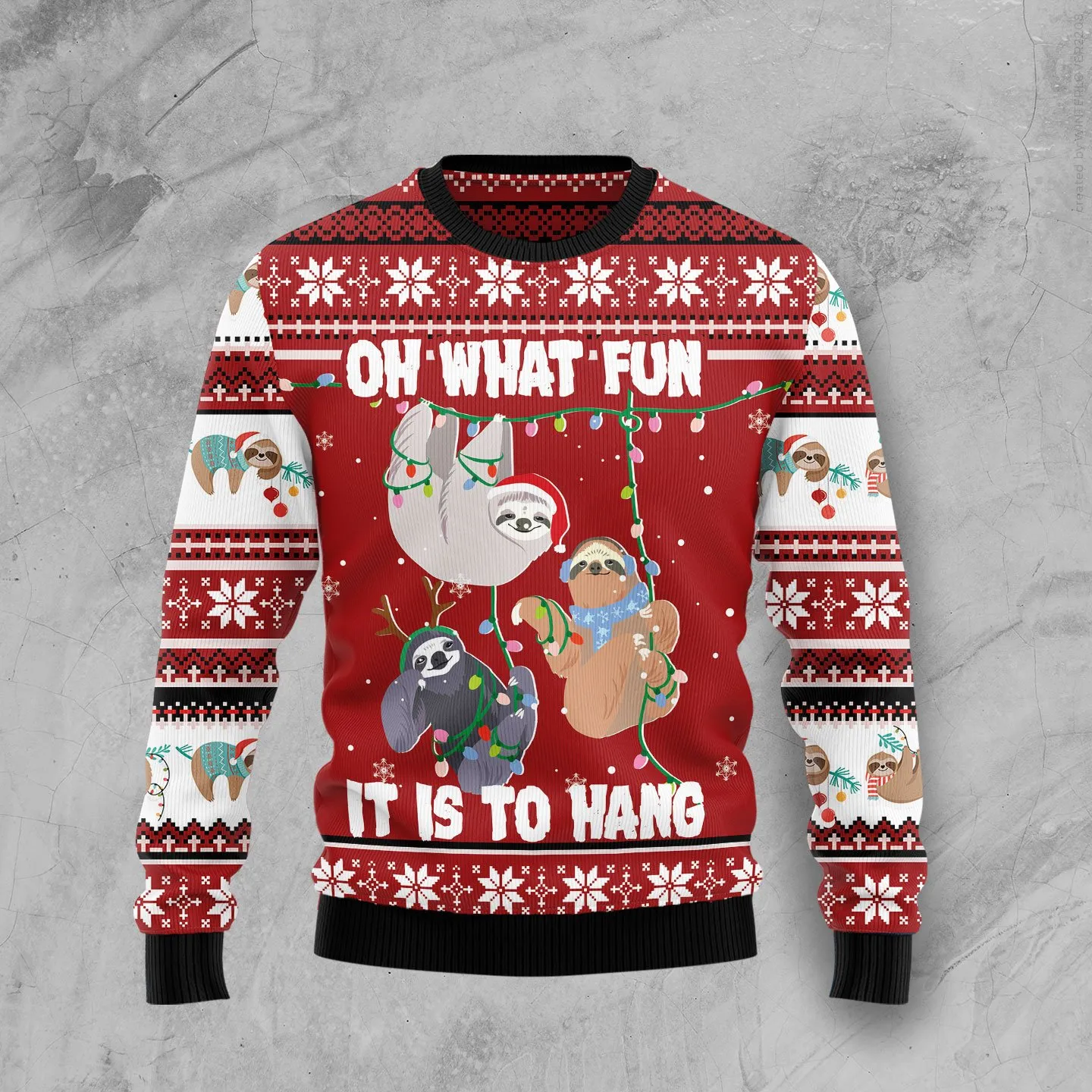 Christmas Ugly Sweater Sloth Oh What Fun Funny Unisex Sweater Gift