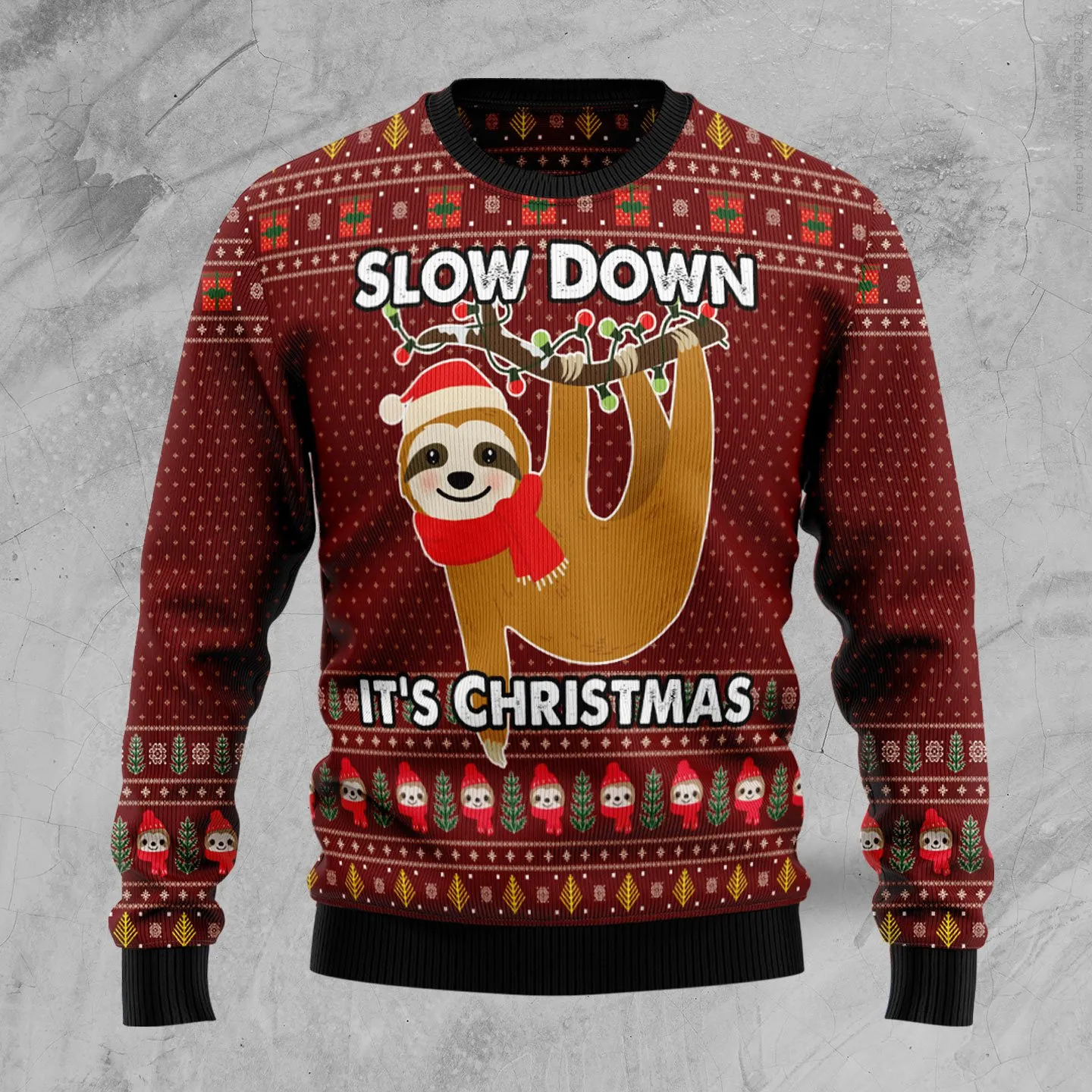 Christmas Ugly Sweater Sloth Slow Down Funny Unisex Sweater Gift