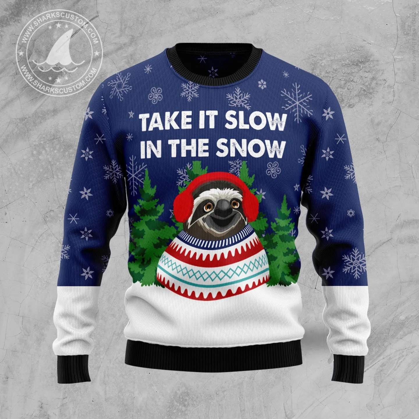 Christmas Ugly Sweater Sloth Take It Slow Funny Unisex Sweater Gift