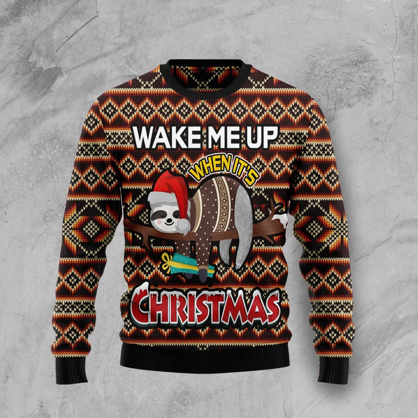 Christmas Ugly Sweater Sloth Wake Me Up Funny Unisex Sweater Gift