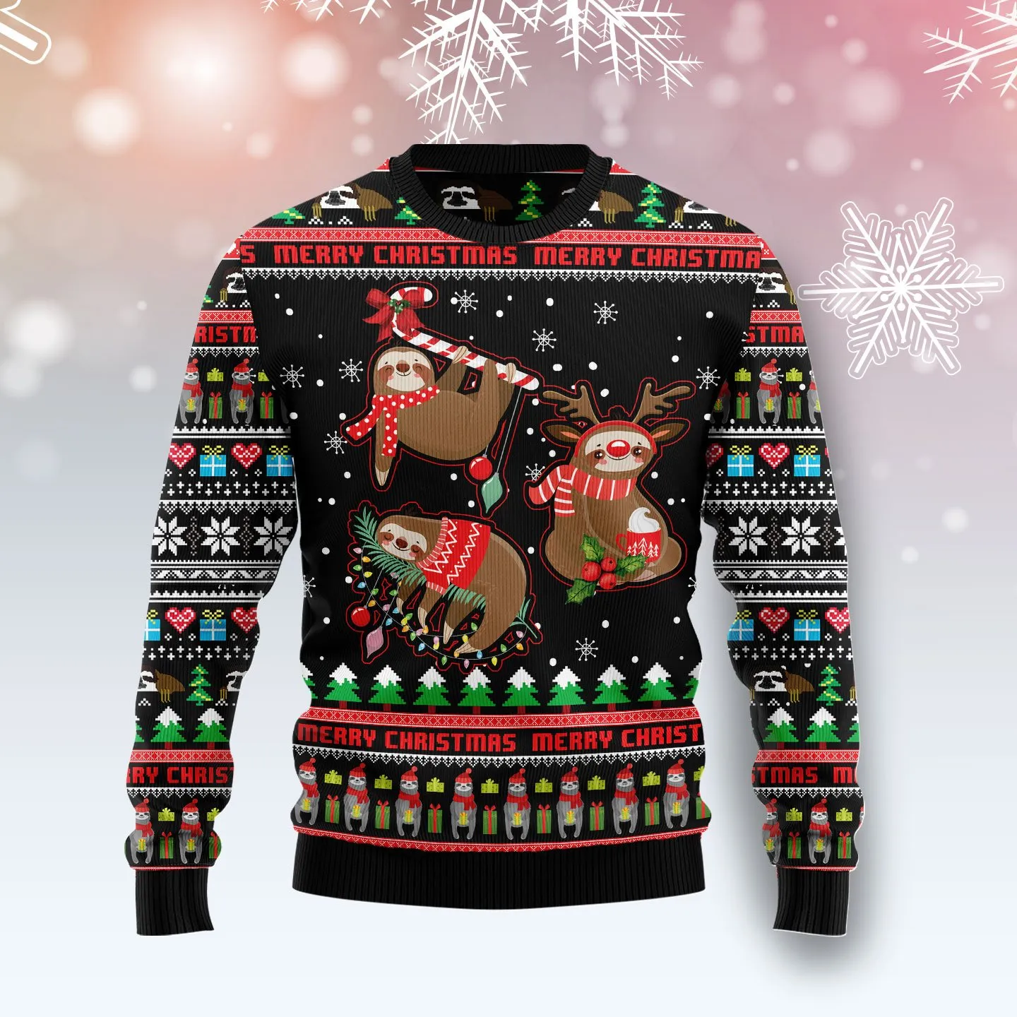 Christmas Ugly Sweater Sloth Xmas Funny Unisex Sweater Gift