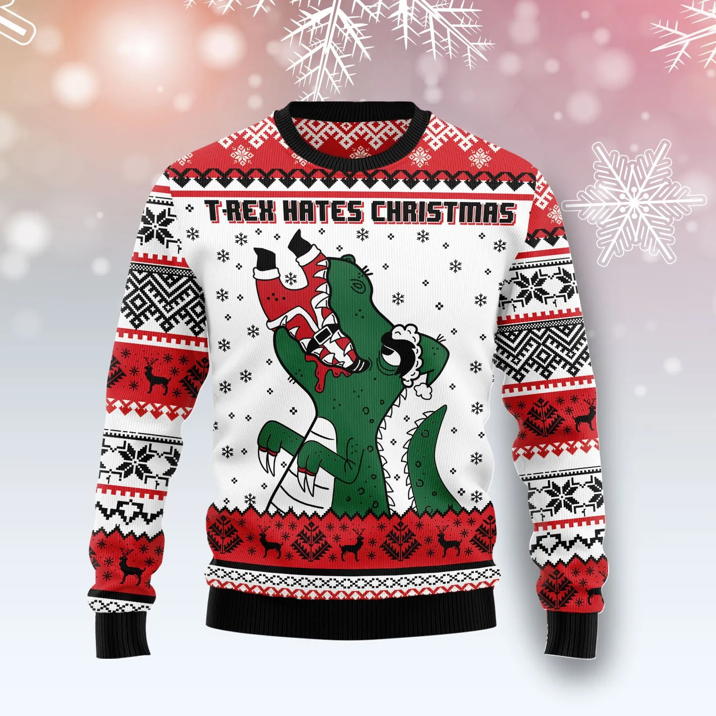 Christmas Ugly Sweater T Rex Hates Christmas Funny Unisex Sweater Gift