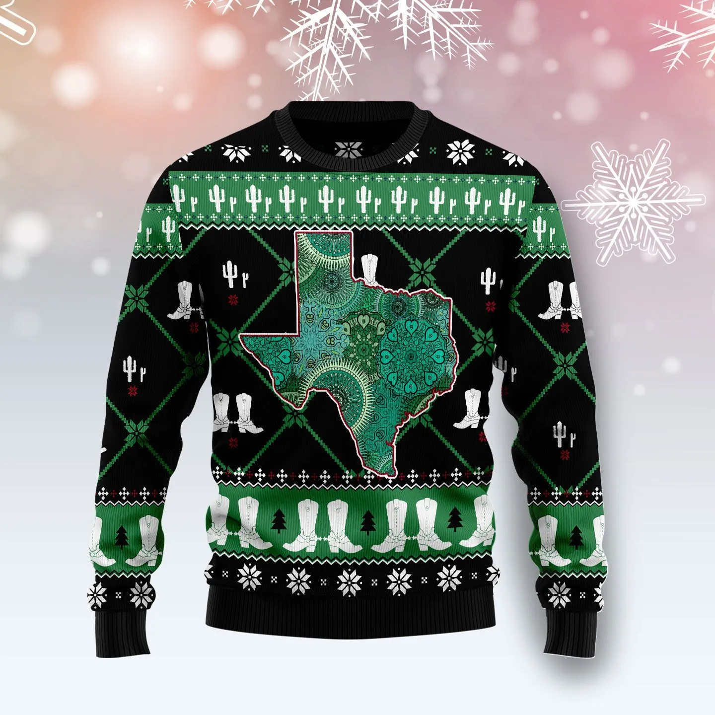 Christmas Ugly Sweater Texas Map Pattern Funny Unisex Sweater Gift
