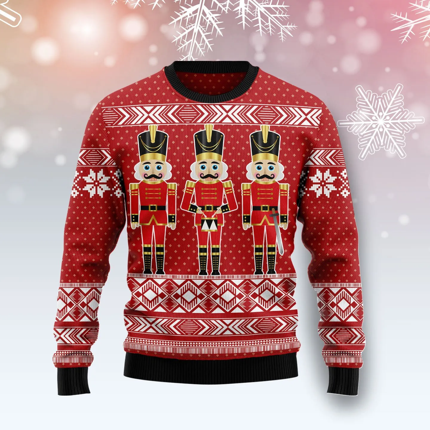 Christmas Ugly Sweater Three Nutcrackers Funny Unisex Sweater Gift