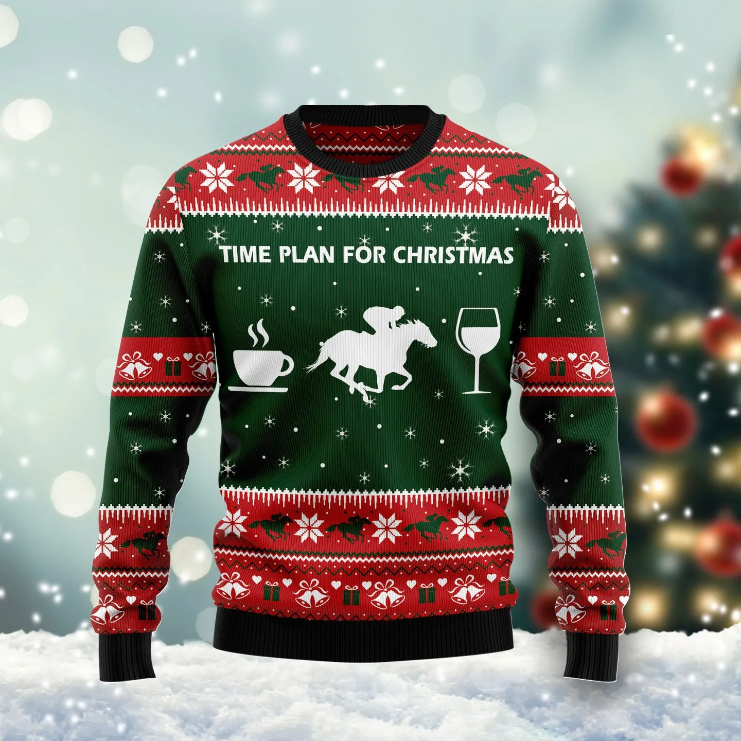 Christmas Ugly Sweater Time Plan For Horse Racing Funny Unisex Sweater Gift