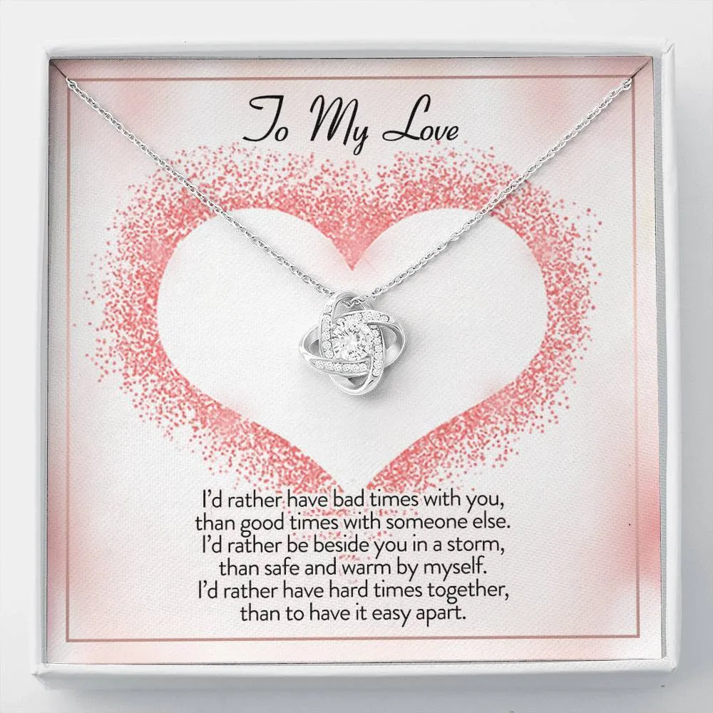 Personalized Necklace Gift For Girlfriend Wife Love Knot Necklace With Message Card And Box