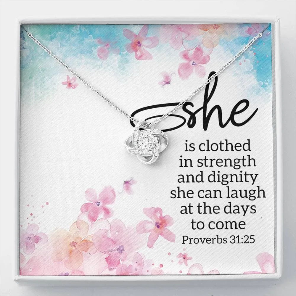 Personalized Necklace Gift For Her Bible Verse Love Knot Necklace With Message Card And Box