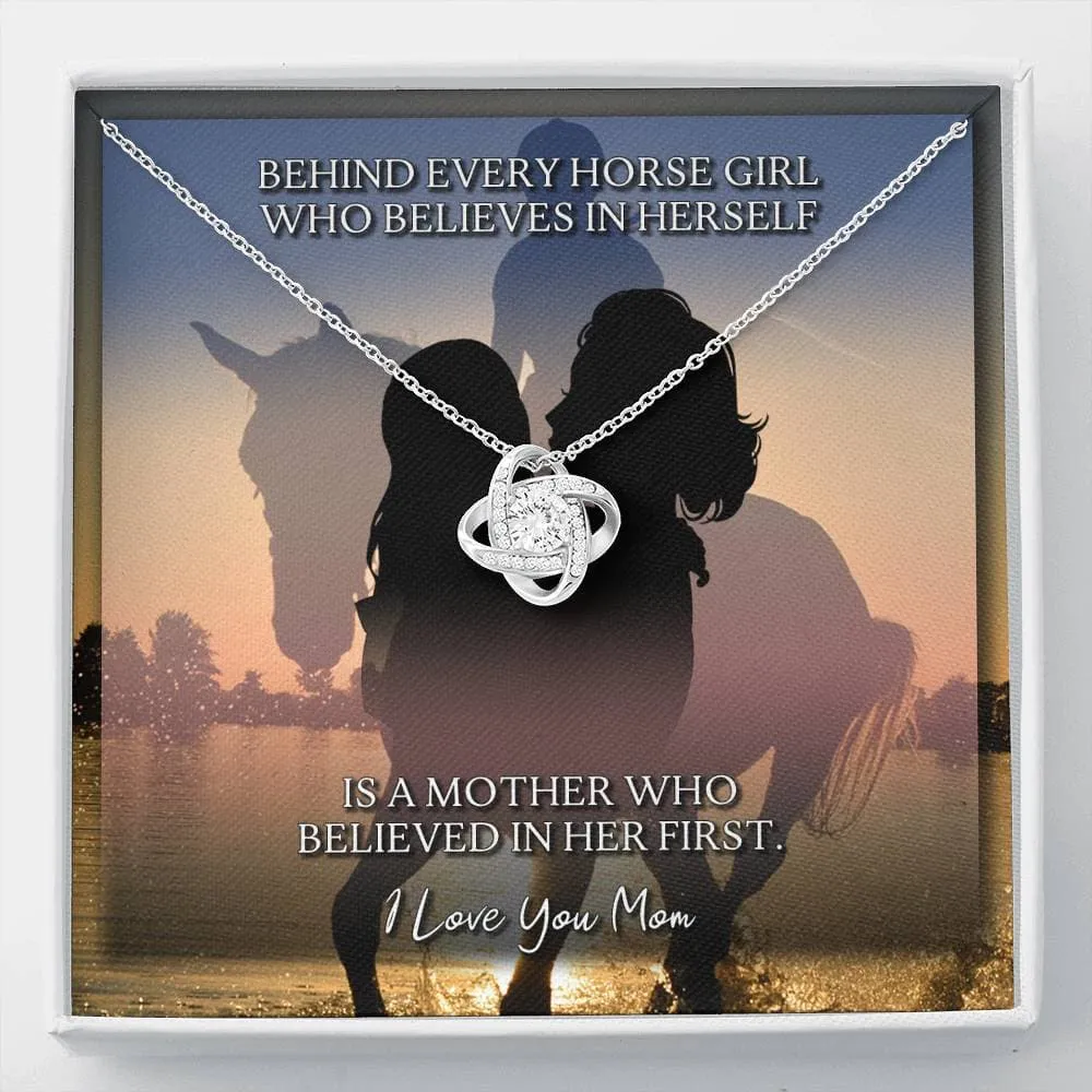 Personalized Necklace Gift For Mom From Horse Girl Love Knot Necklace With Message Card And Box