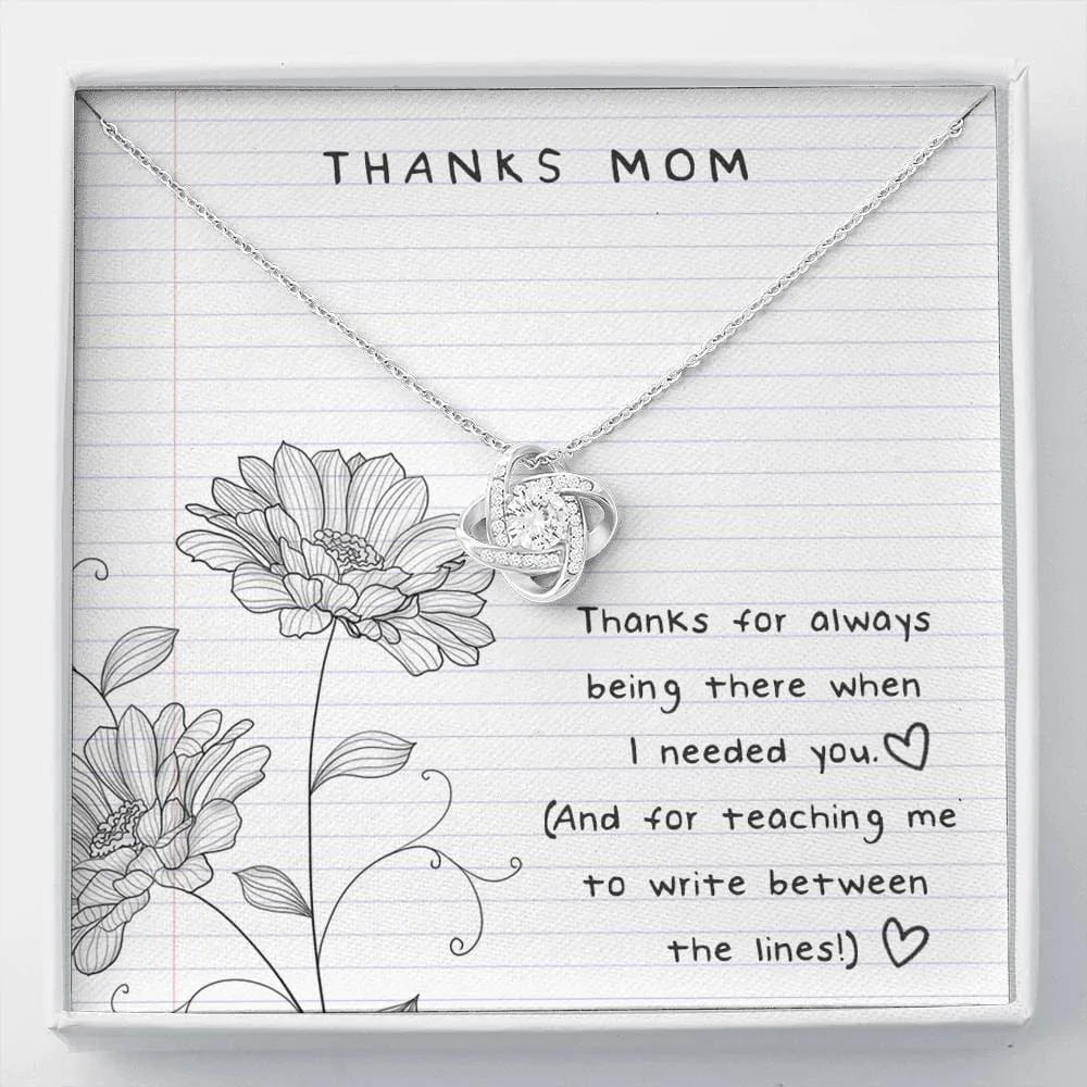 Personalized Necklace Gift For Mom Lines Love Knot Necklace With Message Card And Box