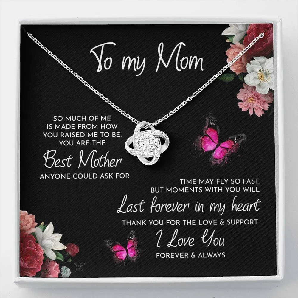 Personalized Necklace Gift For Mom Love Knot Necklace With Message Card And Box