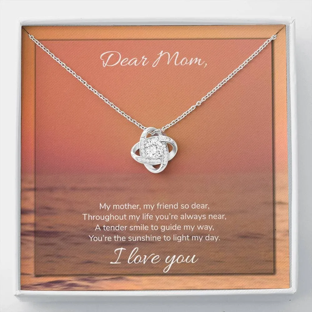 Personalized Necklace Gift For Mom Love Knot Necklace With Message Card And Box
