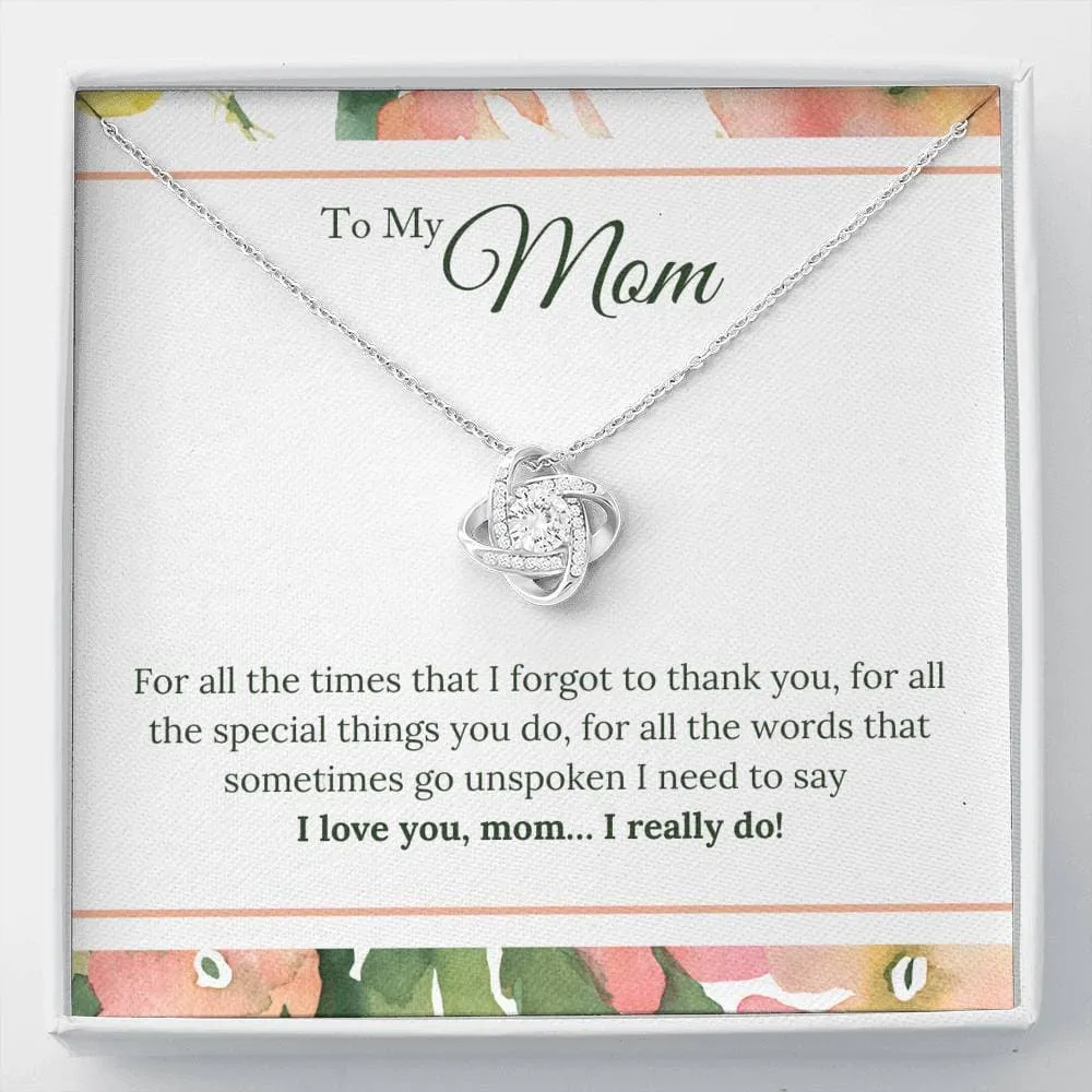 Personalized Necklace Gift For Mom Love Knot Necklace With Message Card And Box
