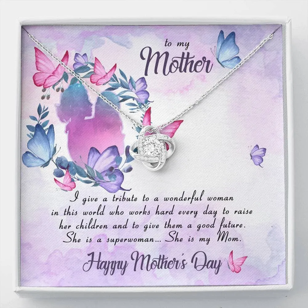 Personalized Necklace Gift For Mother Day Love Knot Necklace With Message Card And Box